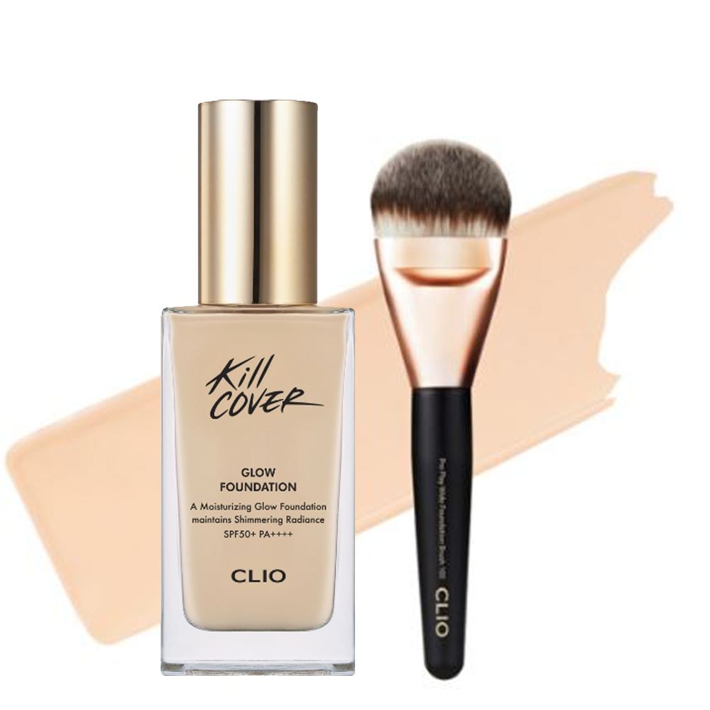 Kem Nền Bóng Mượt Clio Kill Cover Glow Foundation Spf50+ Pa++++ 38G (Tặng Kèm Cọ)