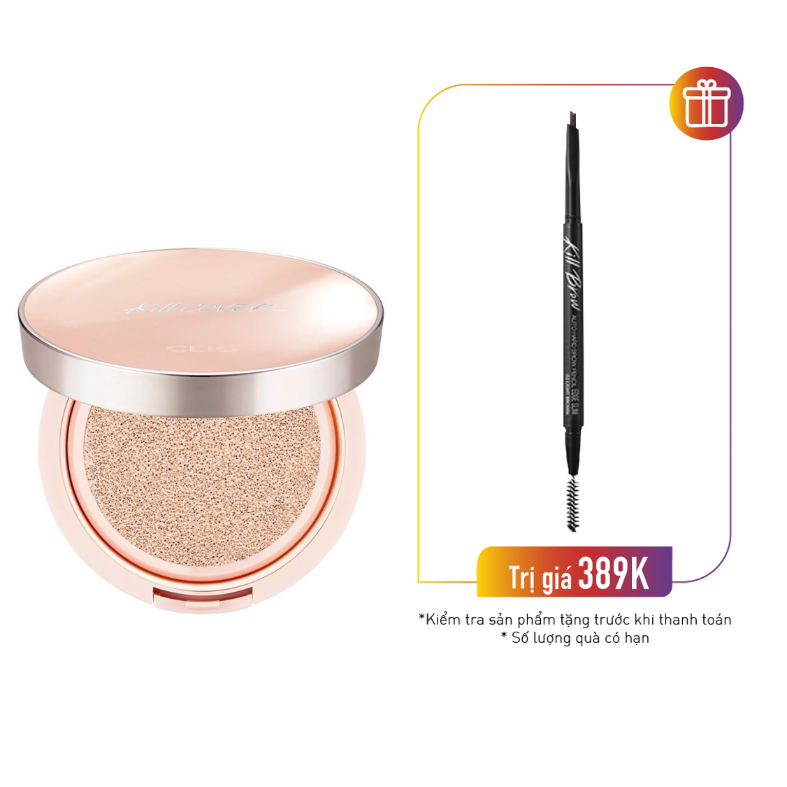 Phấn Nước Căng Mướt Da Clio Kill Cover Glow Fitting Cushion Spf50+ Pa+++ (15Gx2) (+1 Lõi Refill)