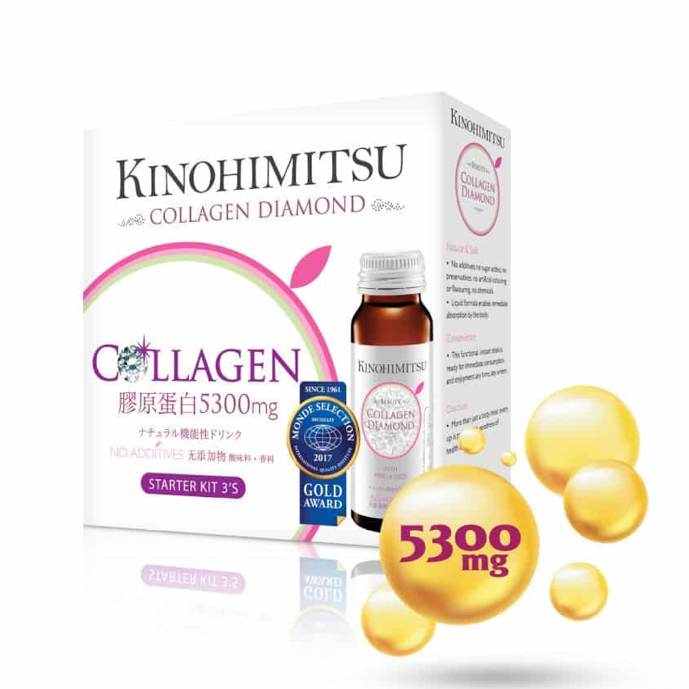 Nước Uống Làm Đẹp Da Kinohimitsu Collagen Diamond 5300 Kit 3 (1 Hộp 3 Chai)