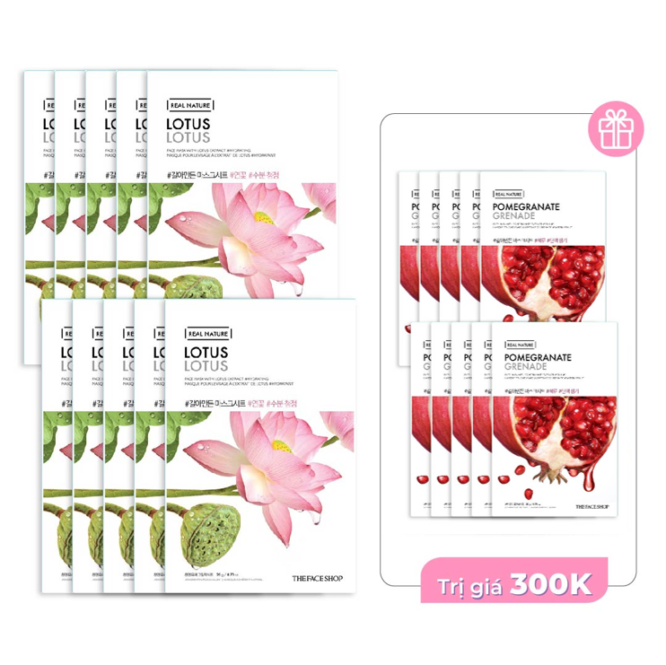 Combo 10 Mặt Nạ Giấy Thanh Lọc Dành Cho Da Nhờn Mụn Thefaceshop Real Nature Kelp 20G (Gz)