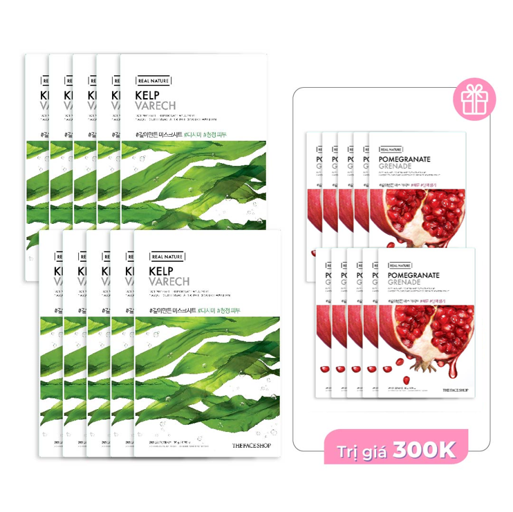 Combo 10 Mặt Nạ Giấy Cải Thiện Độ Đàn Hồi Thefaceshop Real Nature Blueberry (20Gx10)