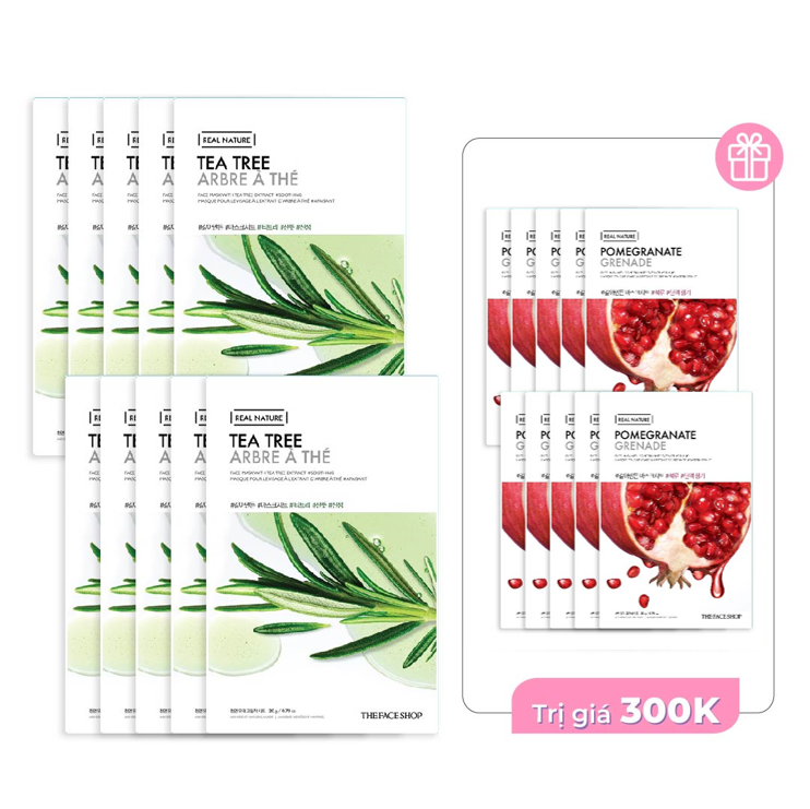 Combo 10 Mặt Nạ Thanh Lọc Da Thefaceshop Real Nature Tea Tree (20Gx10)