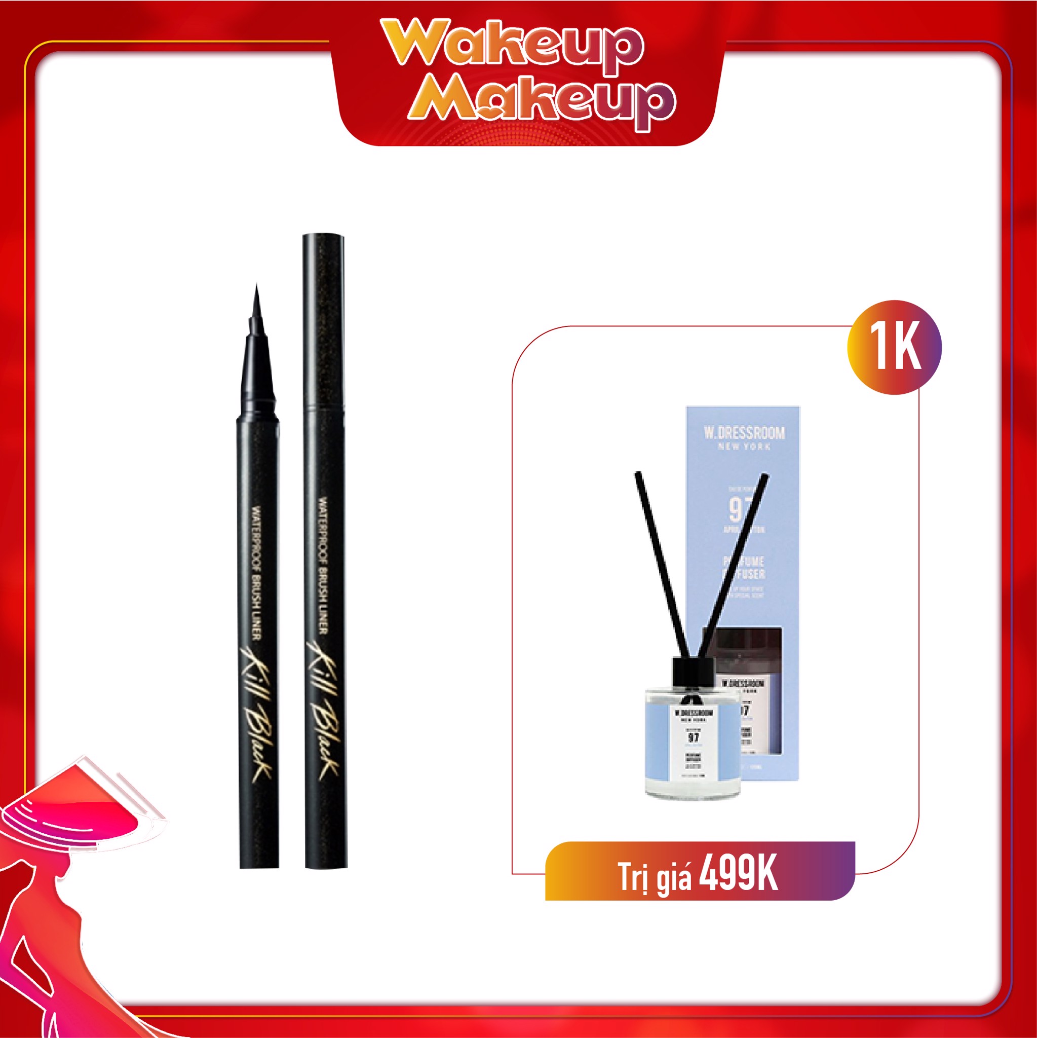 Combo Bút Kẻ Viền Mắt Lâu Trôi Clio Waterproof Brush Liner Kill Black 0.55Ml