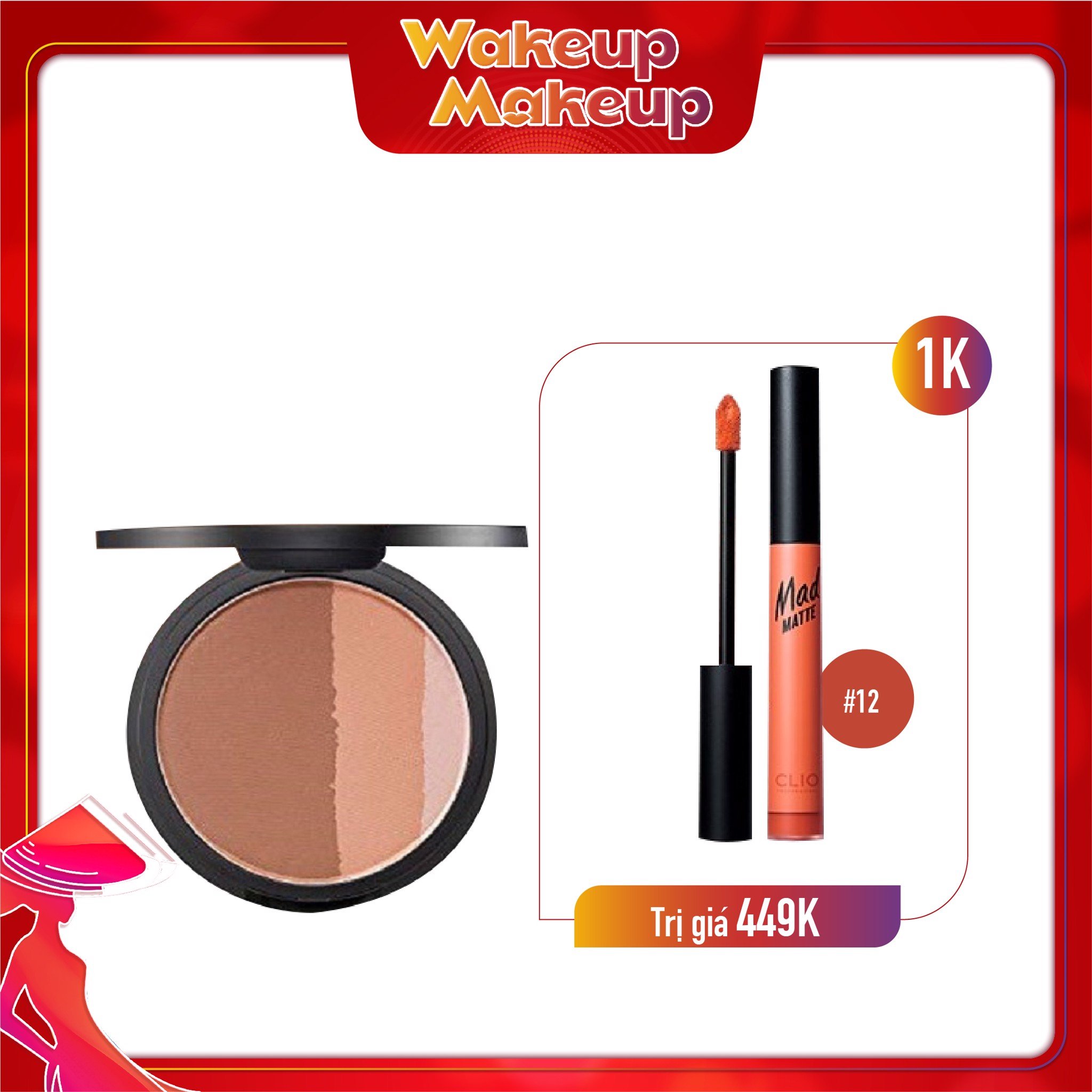 Combo Son Kem & Má Hồng Trang Điểm Clio Pro Multi Face 03 Sensual Sand