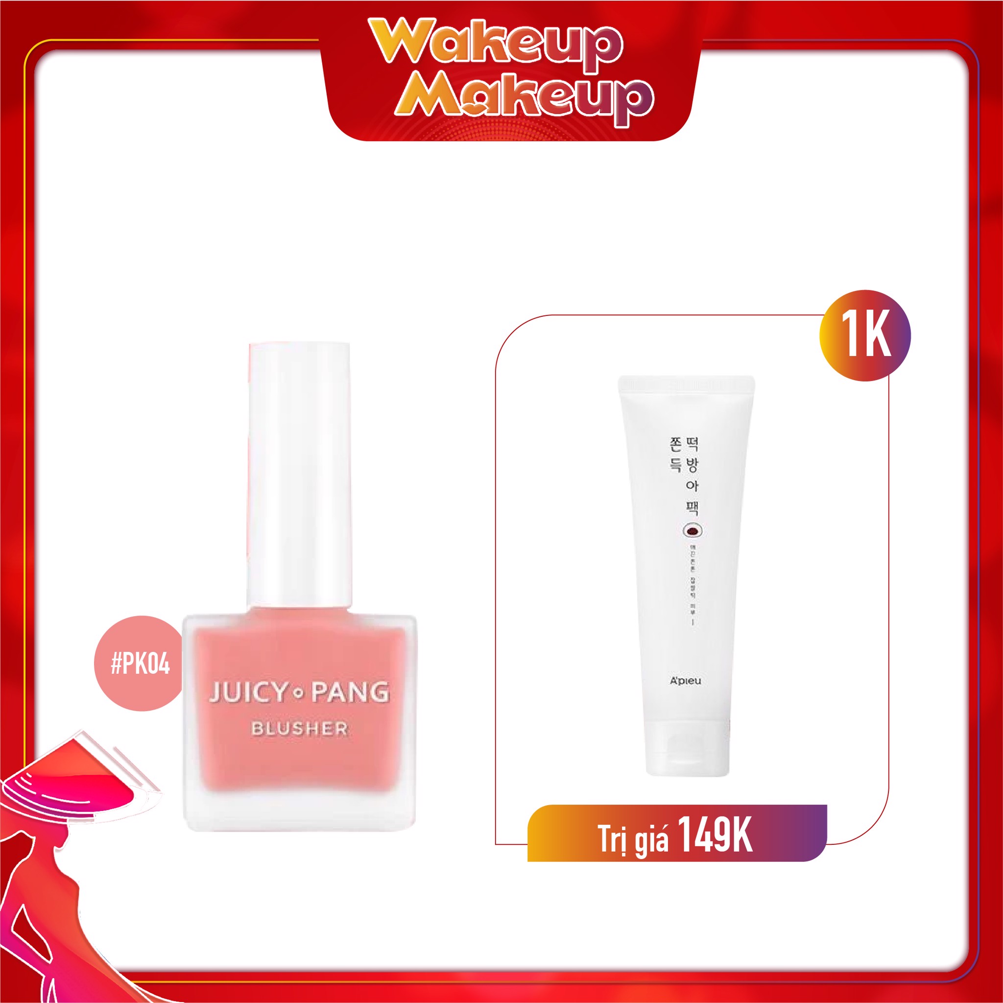 Combo Má Hồng Dạng Nước A'pieu Juicy - Pang Water Blusher Pk04