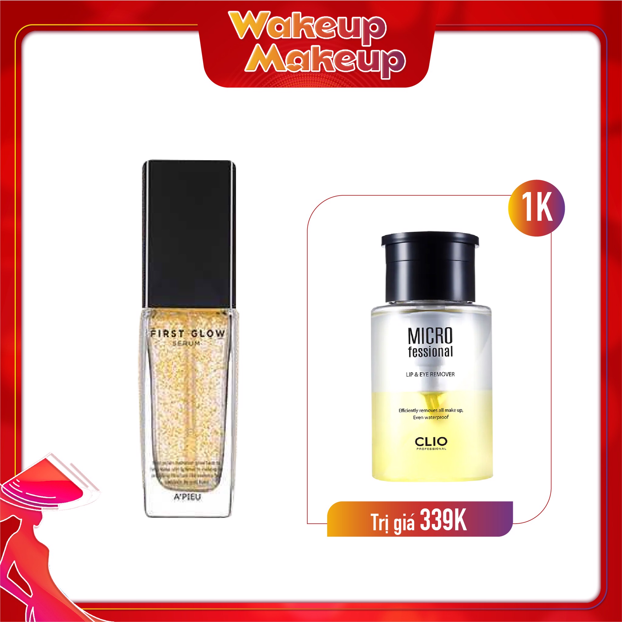 Combo Tẩy Trang & Kem Lót Trang Điểm A'pieu First Glow Serum (No.1/Hydro Fit)