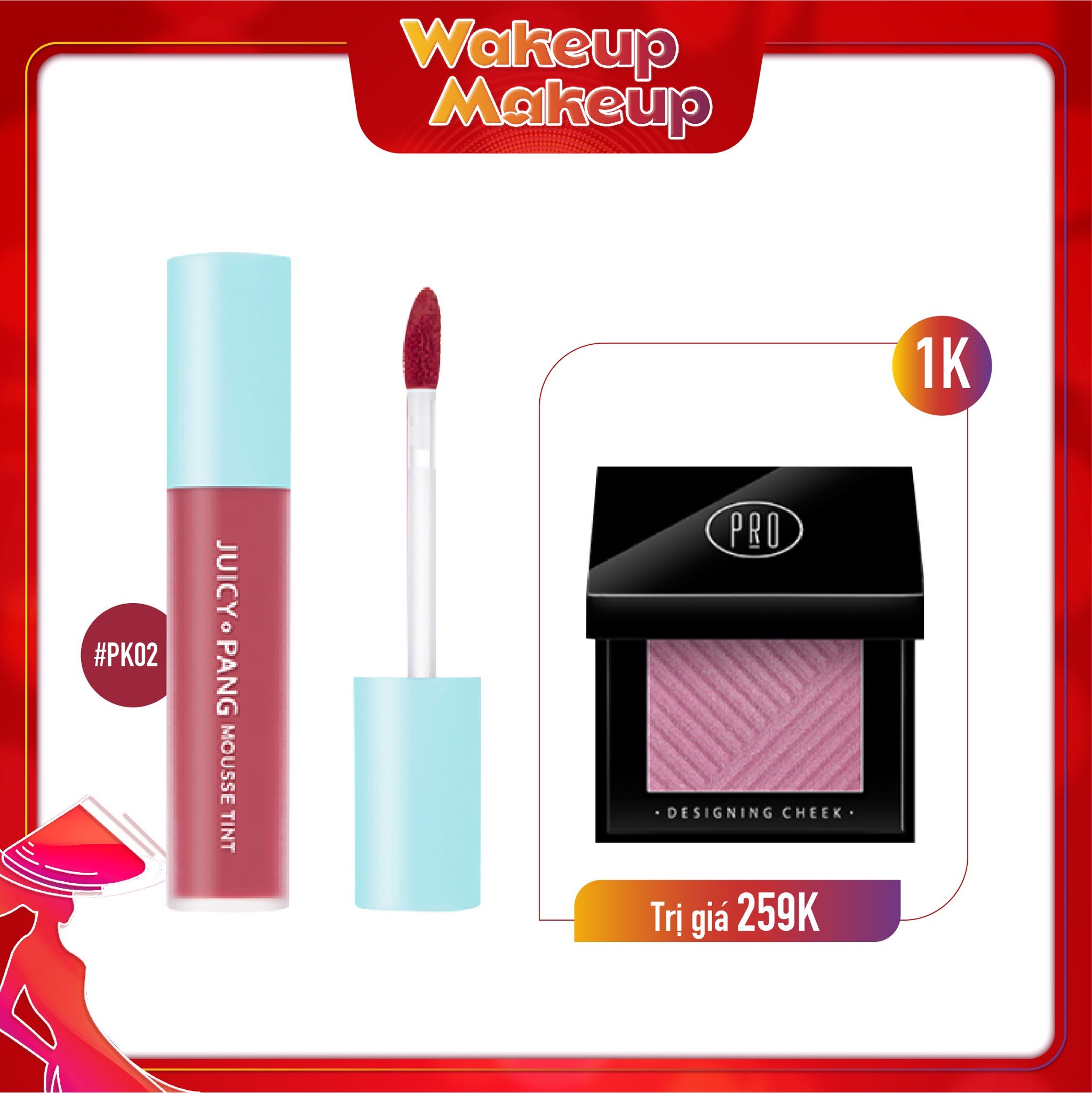 Combo Má Hồng & Son Kem Hiệu Ứng Nhung Mịn A'pieu Juicy Pang Mousse Tint