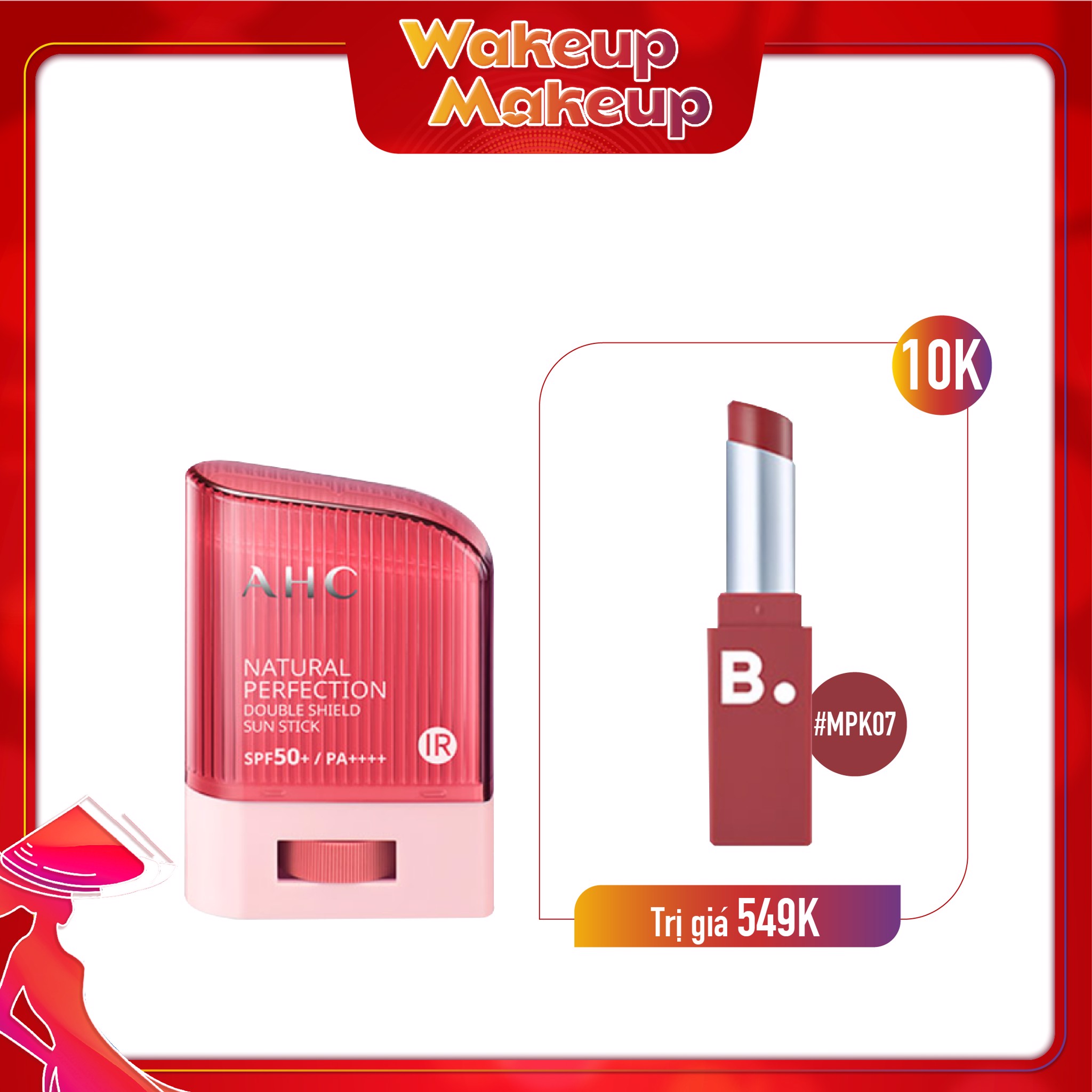Combo Son Môi & Kem Chống Nắng Dạng Thỏi Ahc Natural Perfection Double Shield Sun Stick 14G