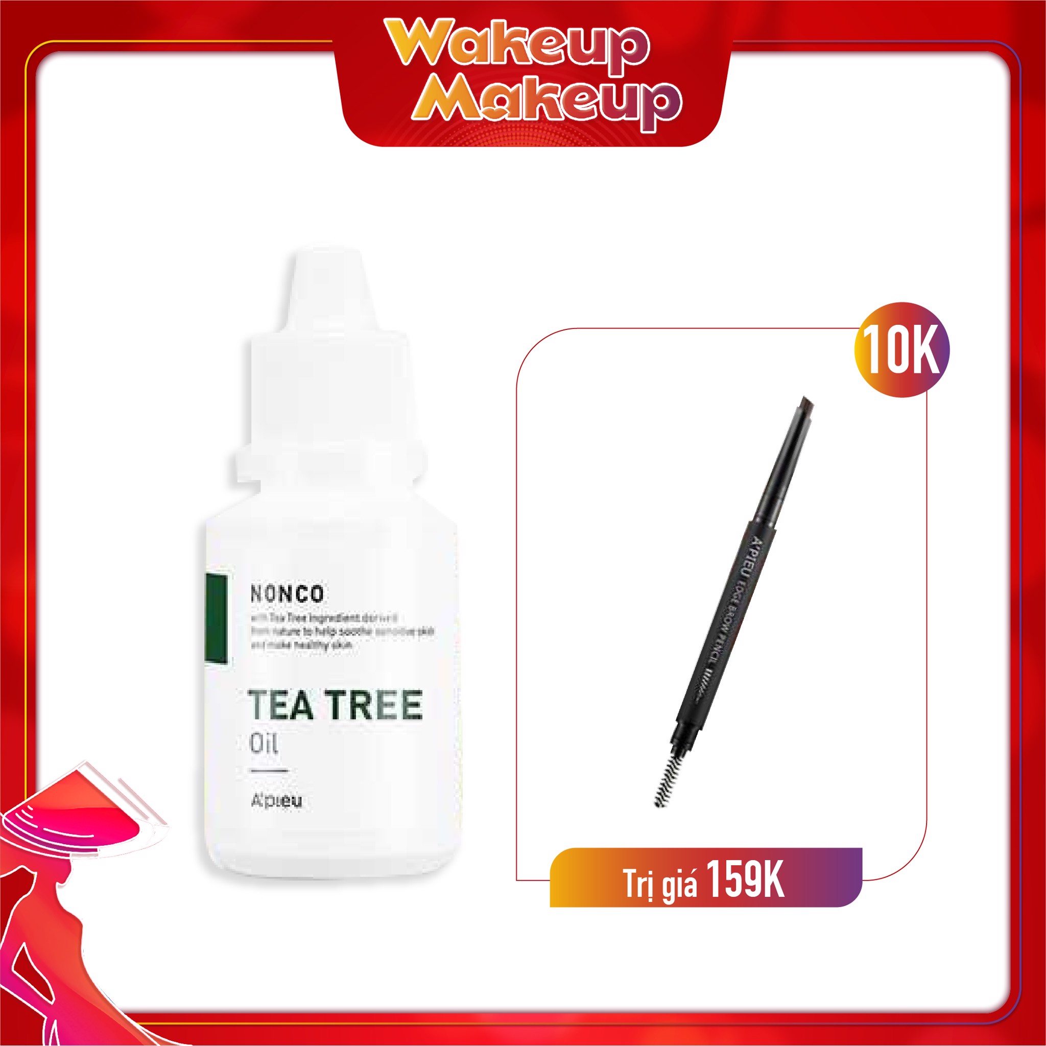 Combo Chì Kẻ Mày & Tinh Dầu Tràm Trà A'pieu Nonco Tea Tree Oil