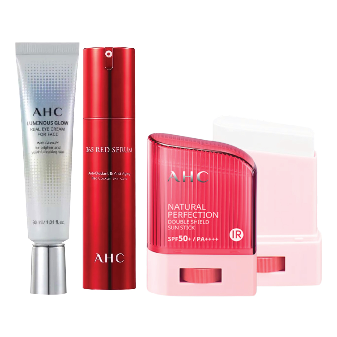 Combo 01 Serum Chống Lão Hóa Ahc 365 Red Serum & 01 Kem Dưỡng Mắt Ahc Luminous Glow (Tặng 01 Kem Chống Nắng Ahc)