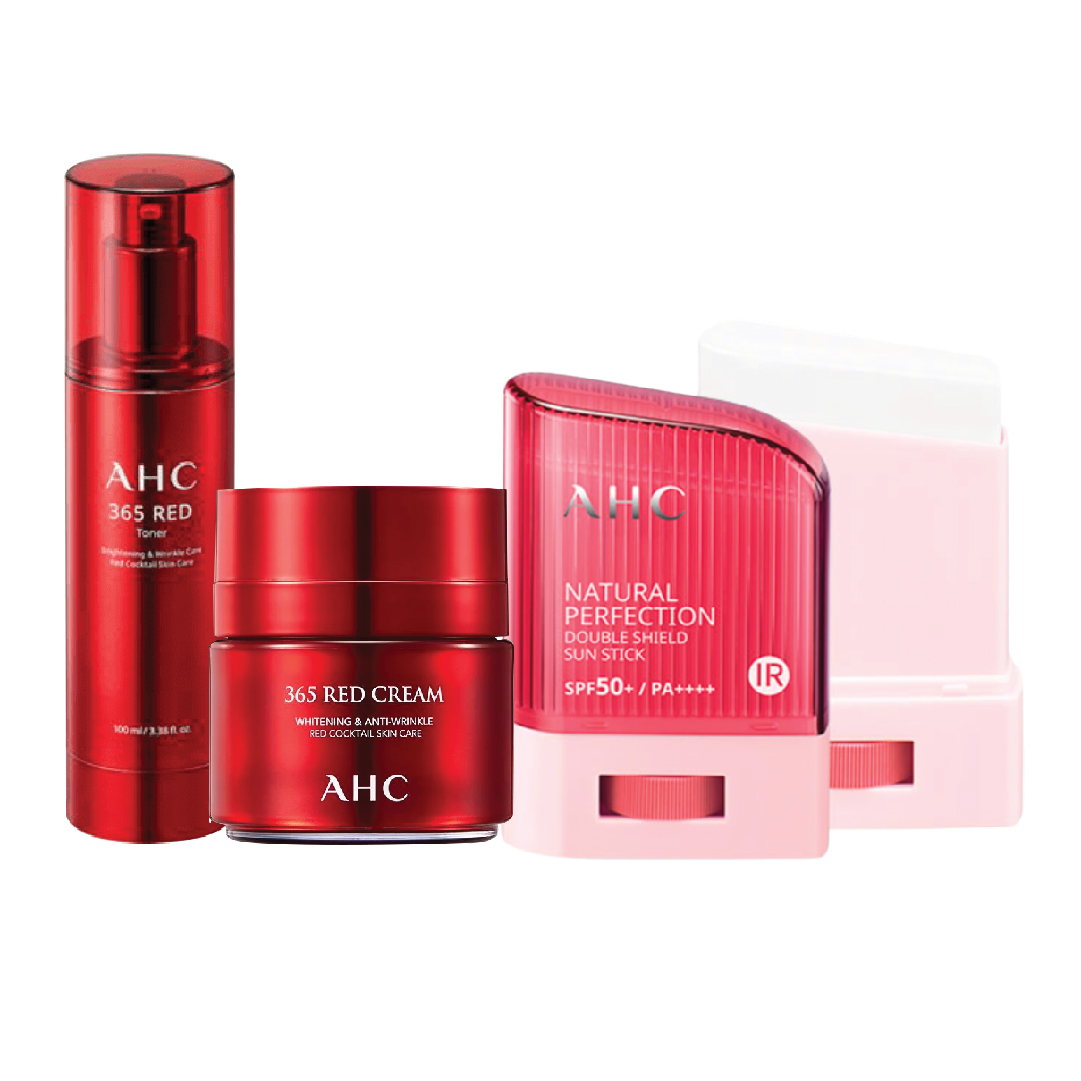 Combo 01 Kem Dưỡng & 01 Nước Cân Bằng Chống Lão Hóa Ahc 365 Red (Tặng 01 Kem Chống Nắng Ahc)