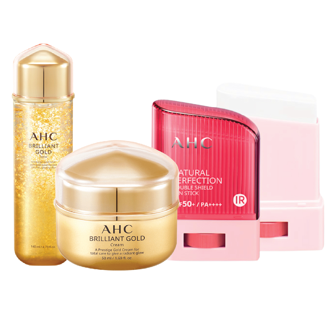 Combo 01 Nước Cân Bằng & 01 Kem Dưỡng Chống Lão Hóa Chuyên Sâu Ahc Brilliant Gold (Tặng 01 Kem Chống Nắng Ahc)