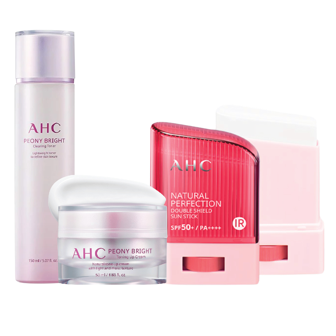 Combo 01 Kem Dưỡng & 01 Nước Cân Bằng Giúp Da Trắng Sáng Ahc Peony Bright (Tặng 01 Kem Chống Nắng Ahc)