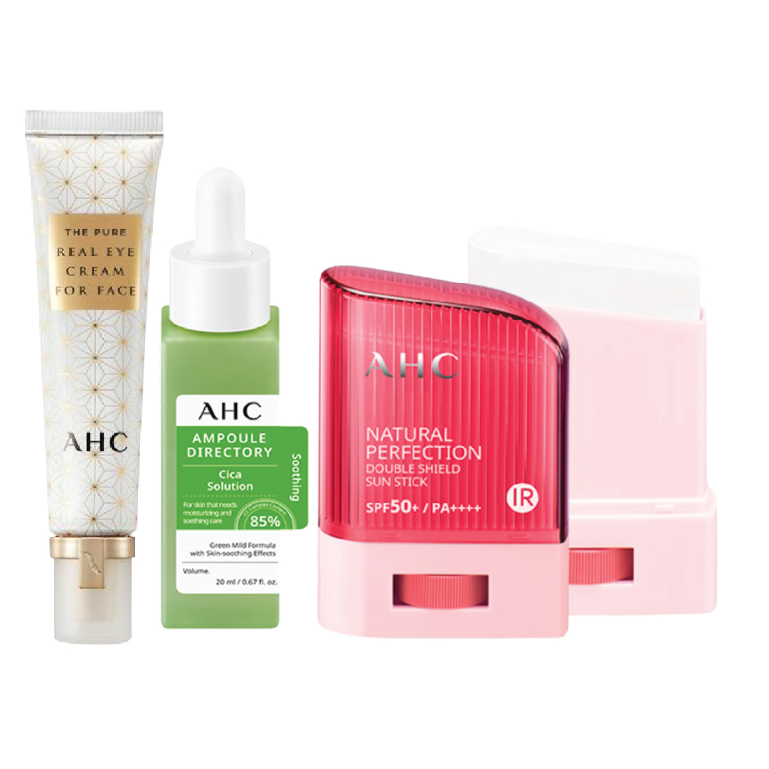 Combo Kem Dưỡng Mắt Ahc The Pure & 01 Tinh Chất Làm Dịu Da Ahc Cica Solution (Tặng 01 Kem Chống Nắng Ahc)