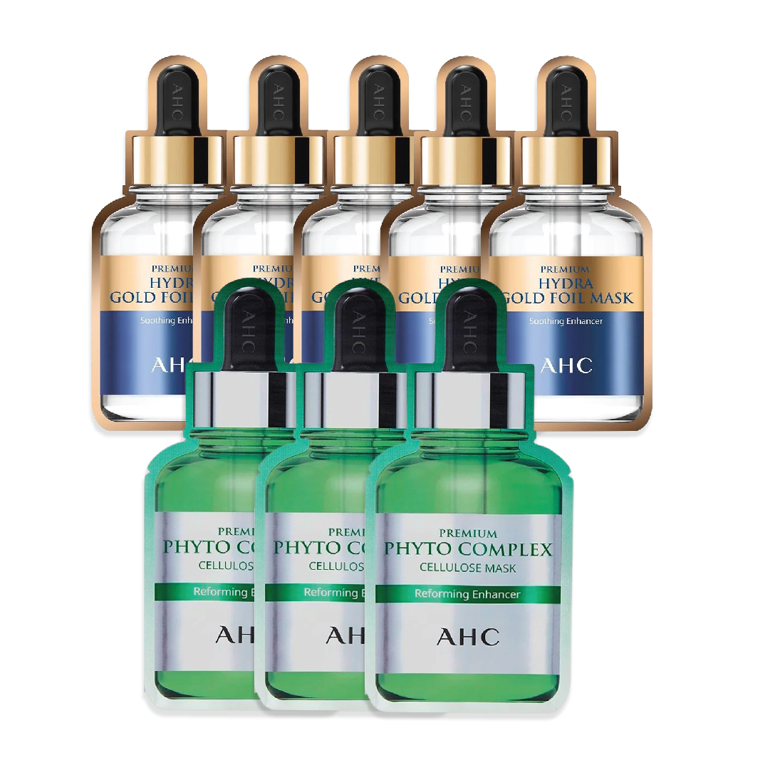 Combo 05 Mặt Nạ Vàng Chống Lão Hóa Ahc Premium Hydra Gold Foil (Tặng 3 Mặt Nạ Ahc Premium Phyto Complex)