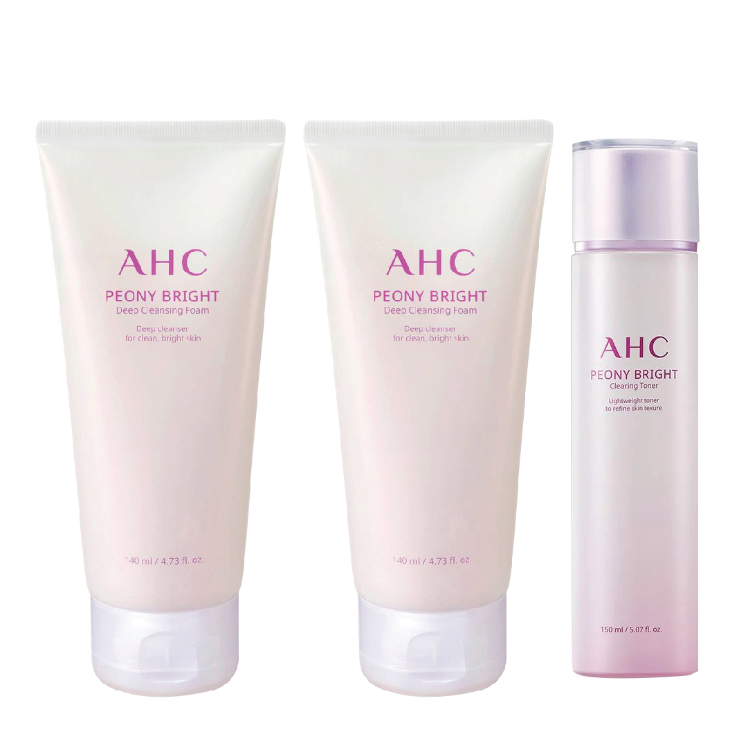 Combo 1 Nước Cân Bằng Làm Sáng Da Ahc Peony Bright Clearing Toner 150Ml & 2 Sữa Rửa Mặt Ahc Peony Bright 140Ml