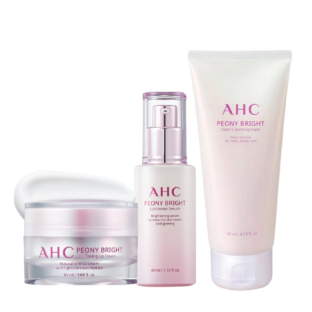 Combo Dưỡng Làm Sáng Da Ahc Peony Bright (Kem Dưỡng 50Ml & Tinh Chất 40Ml) - Tặng 1 Sữa Rửa Mặt Ahc 140Ml
