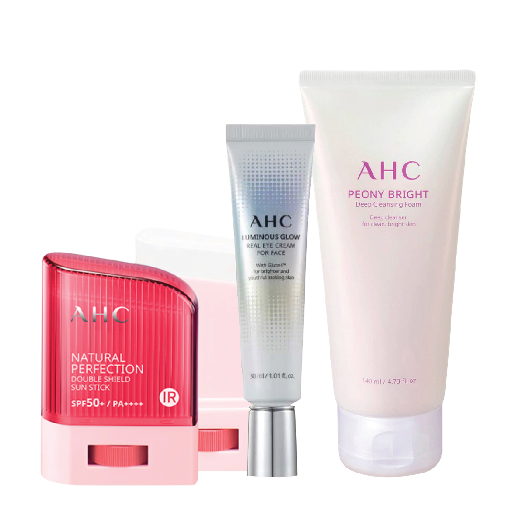 Combo Chống Nắng Dạng Thỏi Ahc Natural Perfection 14G & Kem Dưỡng Mắt Ahc Luminous Glow Real Eye 30Ml (Tặng 1 Sữa Rửa Mặt Ahc 140Ml)