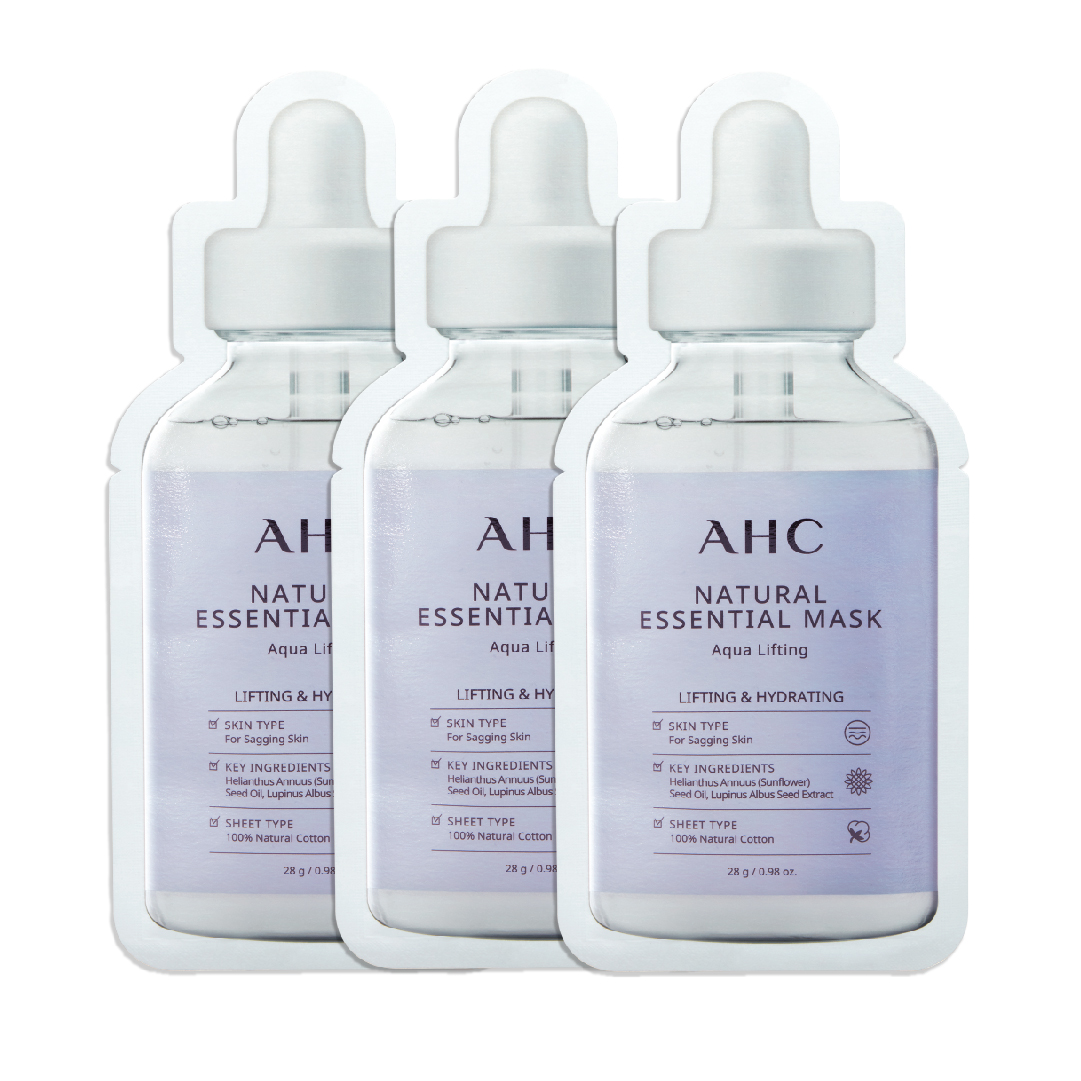 Set 03 Mặt Nạ Giấy Nâng Cơ Ahc Natural Essential Mask Aqua Lifting 28G