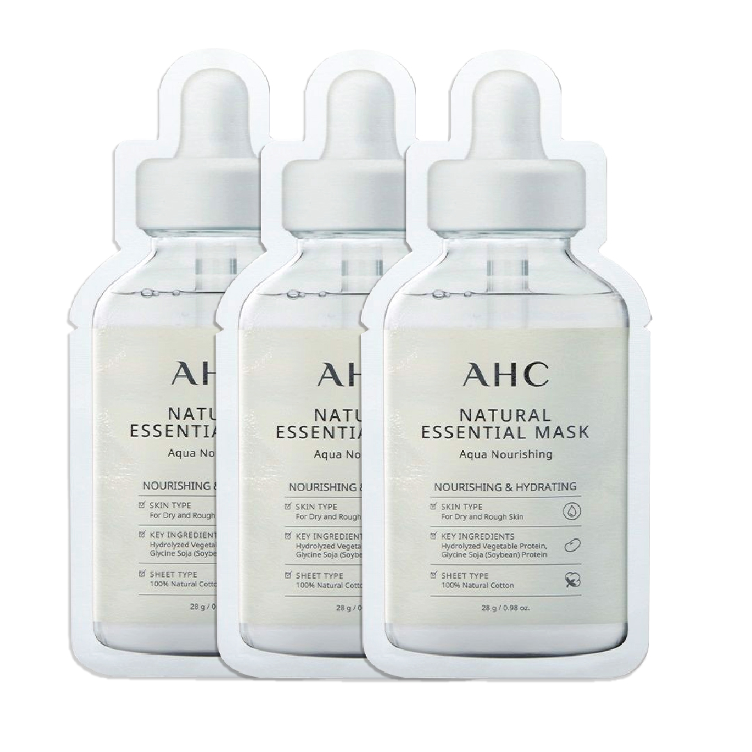 Set 03 Mặt Nạ Giấy Làm Mềm Da Ahc Natural Essential Mask Aqua Nourishing 28G