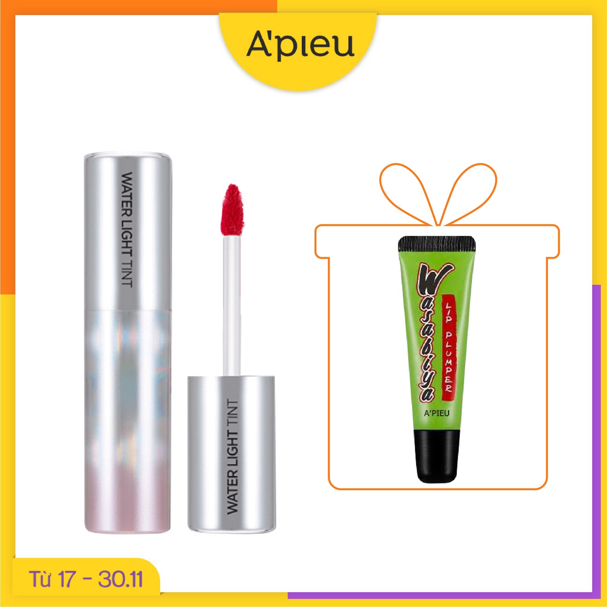 Combo 02 Son Dưỡng & Son Nước Hiệu Ứng Bóng A'pieu Water Light Tint Rd01