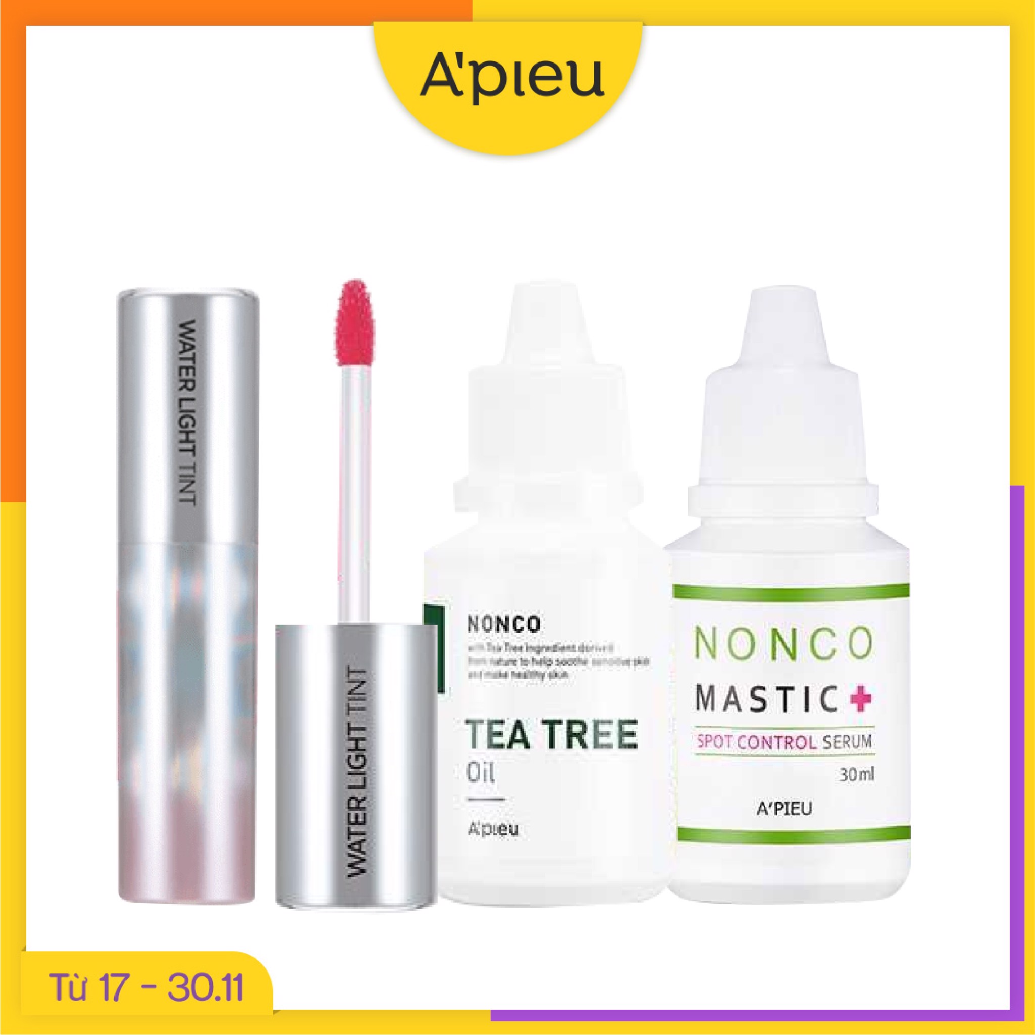 Combo Son Nước & Tinh Chất Chăm Sóc Da Mụn A'pieu Nonco Mastic Spot Control Serum