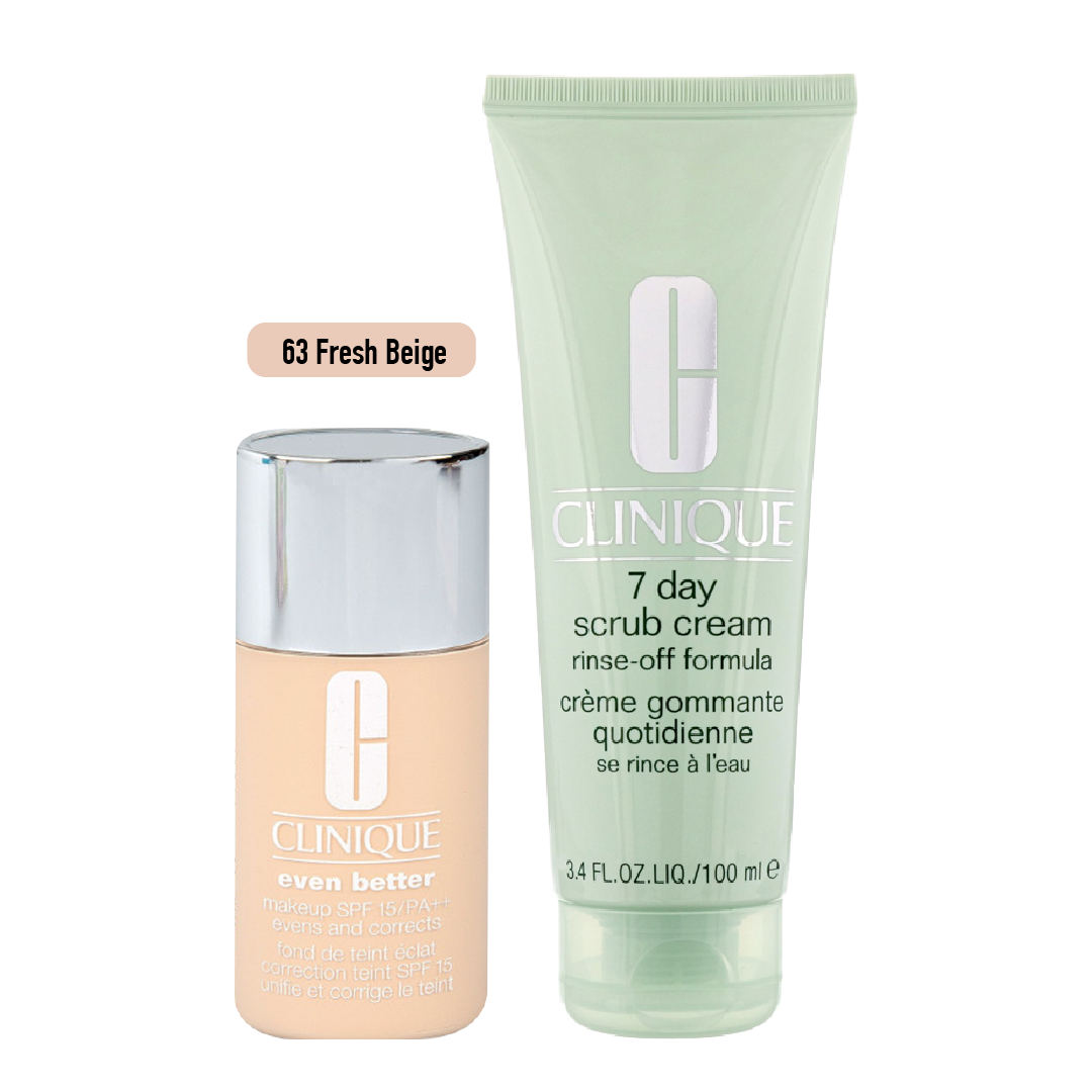 [Tone 63 Fresh Beige Da Sáng Hồng] Combo Kem Nền Clinique Even Better & Kem Tẩy Tế Bào Chết Clinique 7 Day