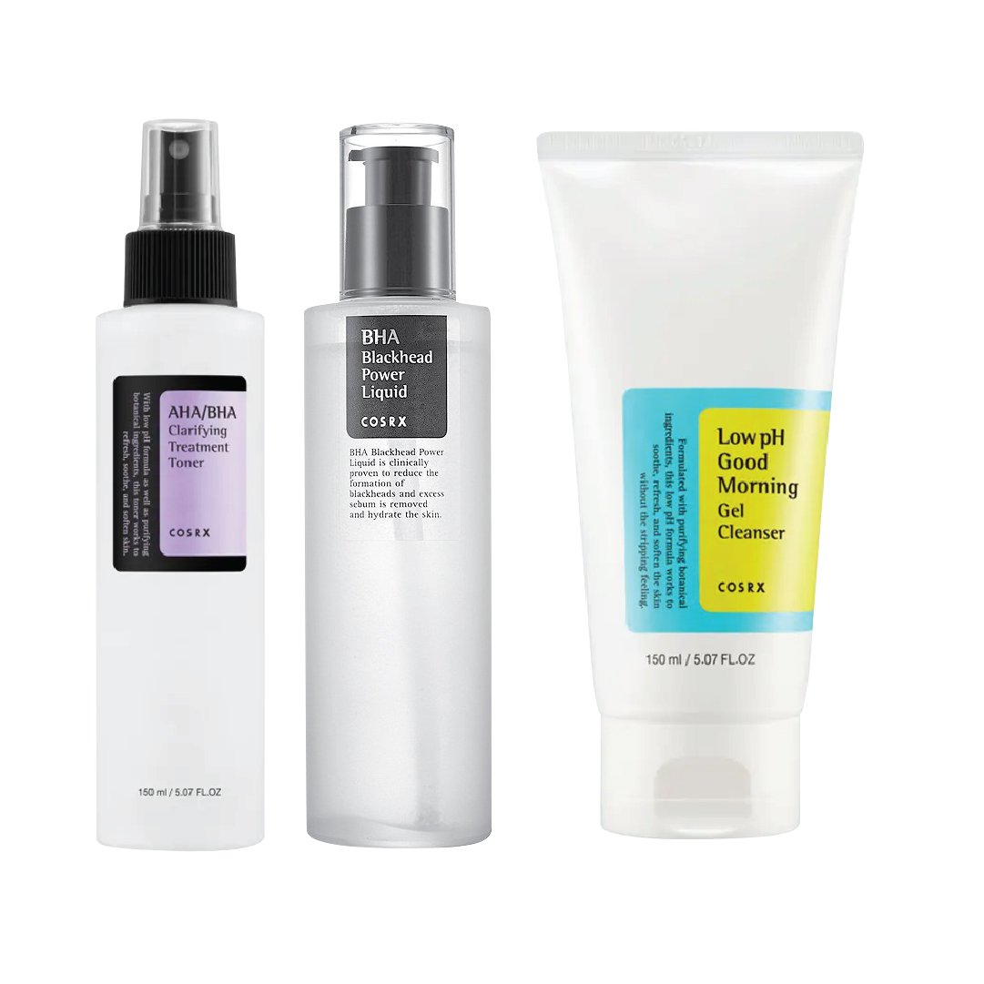Combo 1 Nước Cân Bằng Cosrx Aha/Bha + 1 Tẩy Tế Bào Chết Da Mặt Cosrx Bha (Tặng 1 Sữa Rửa Mặt Dạng Gel Cosrx Low Ph Good Morning)