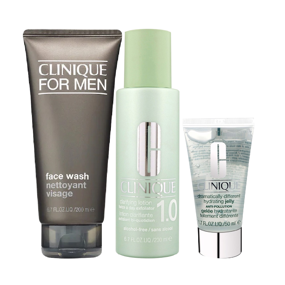 Combo Làm Sạch Và Dưỡng Da Dành Cho Nam Clinique (Sữa Rửa Mặt + Nước Thanh Tẩy + Thạch Dưỡng Ẩm)