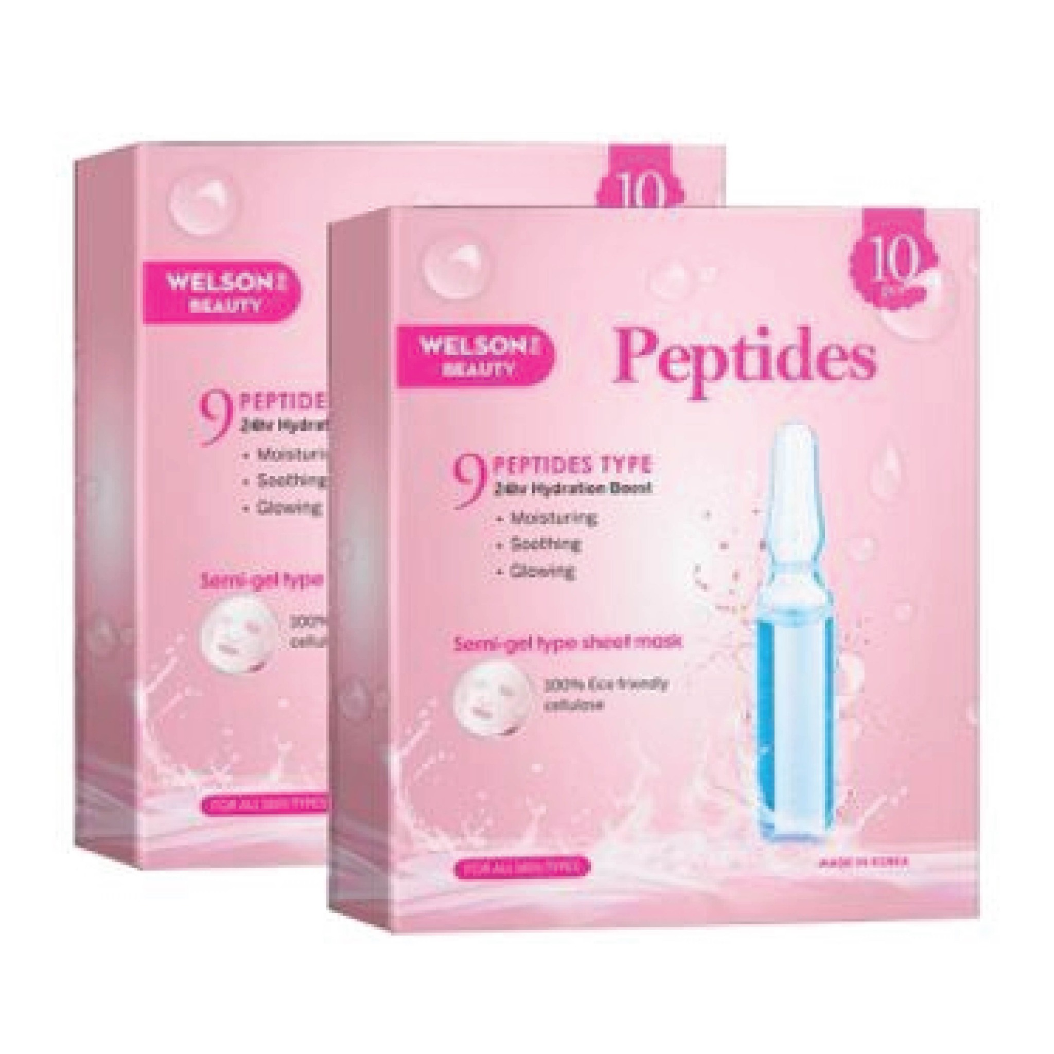 Combo 2 Hộp Mặt Nạ Cấp Ẩm 24H Trẻ Hóa Da Welson Beauty Peptides Moisturising Mask (Hộp 10 Miếng)
