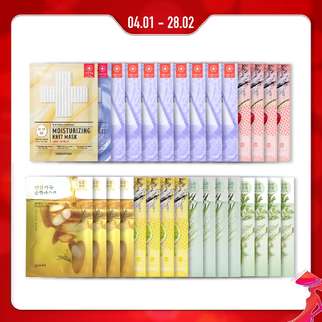Combo 30 Mặt Nạ Cấp Ẩm Làm Dịu & Chăm Sóc Da Ẩm Mịn Dermatory - Goodal - Peripera