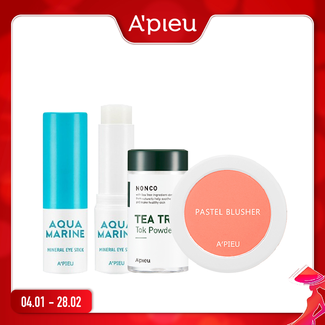 Combo Má Hồng & Kem Dưỡng Da Mắt A'pieu Aqua Marine Mineral Eye Stick