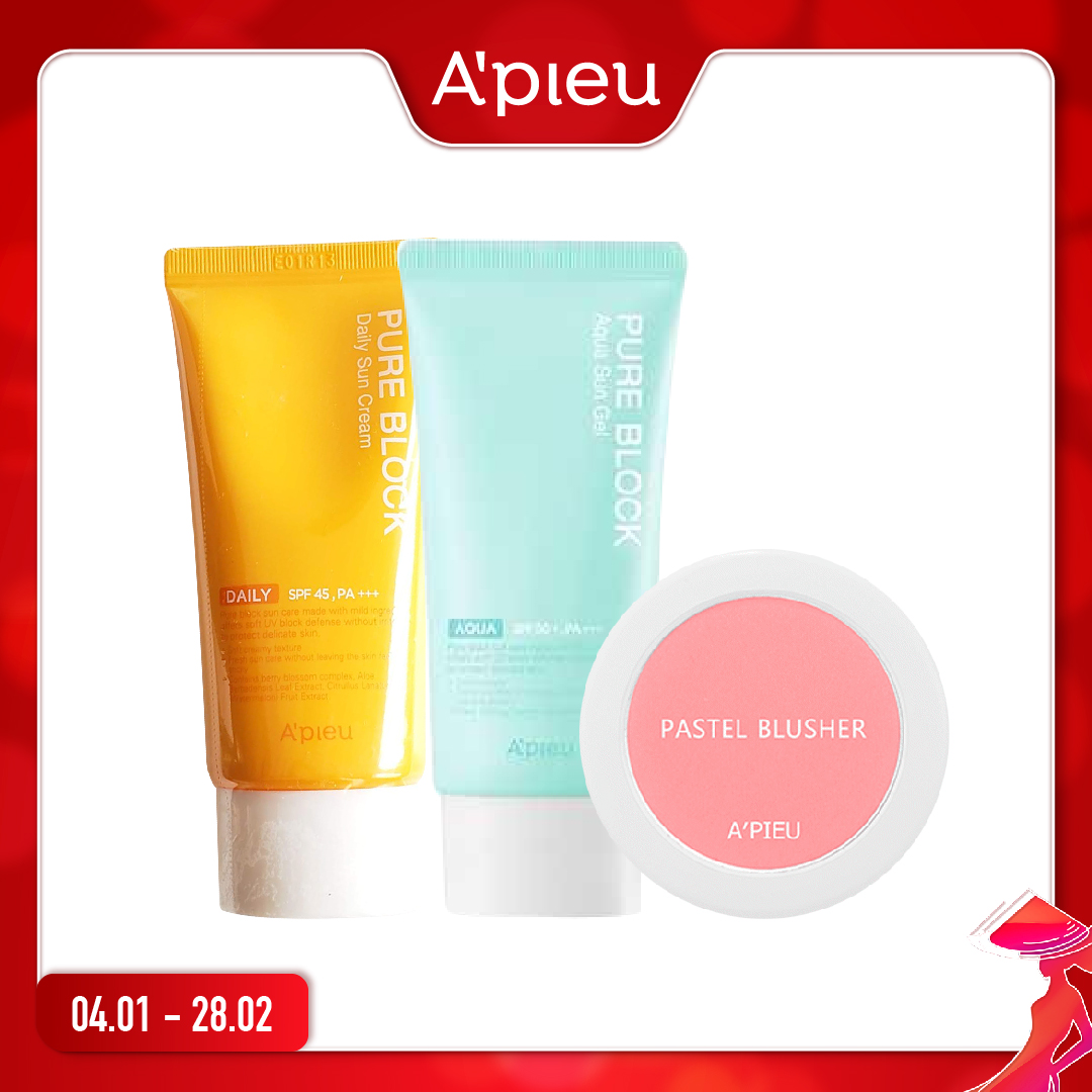 Combo Má Hồng & Kem Chống Nắng A'pieu Pure Block Spf45 Pa+++