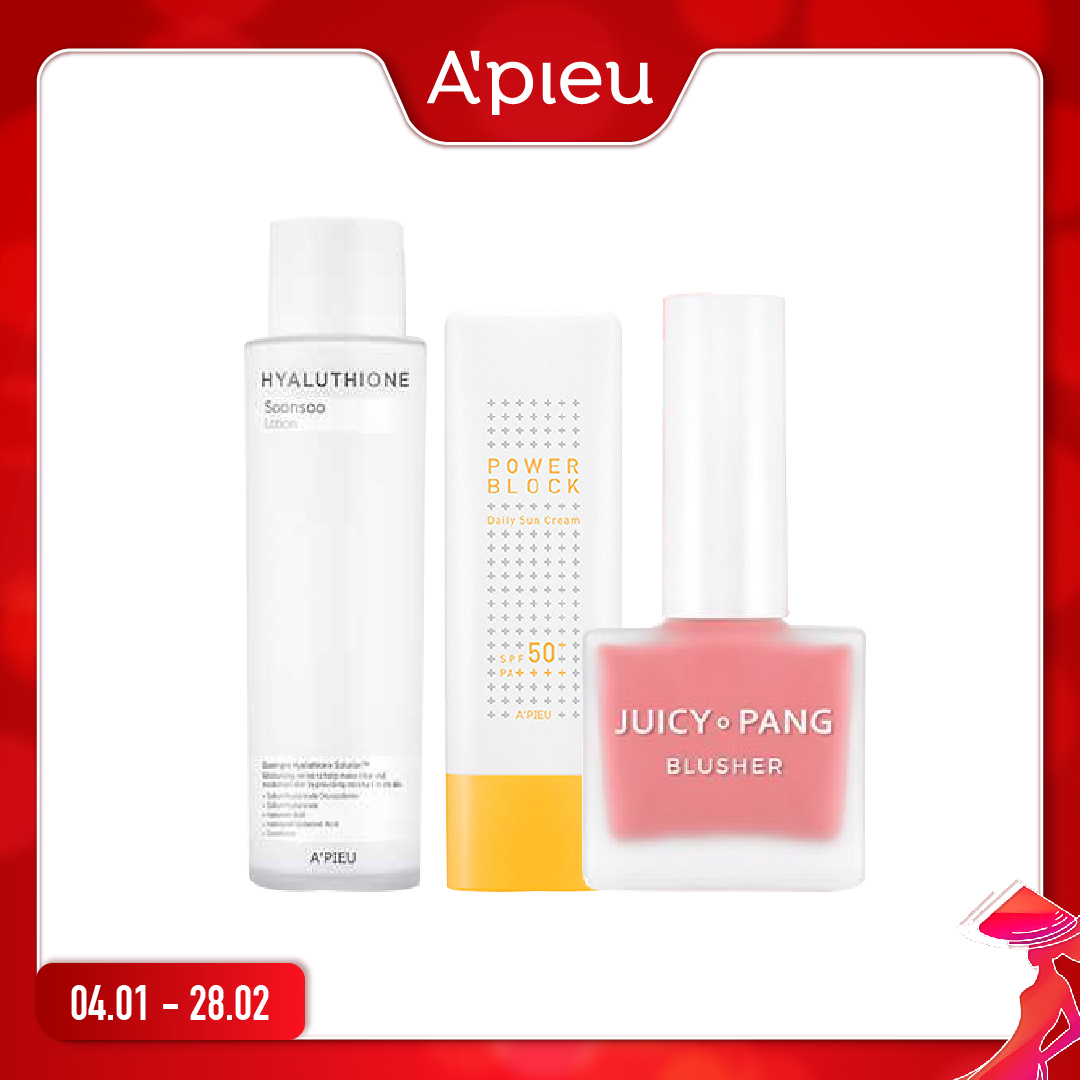 Combo Má Hồng & Dưỡng Da A'pieu Hyaluthione Soonsoo Emulsion