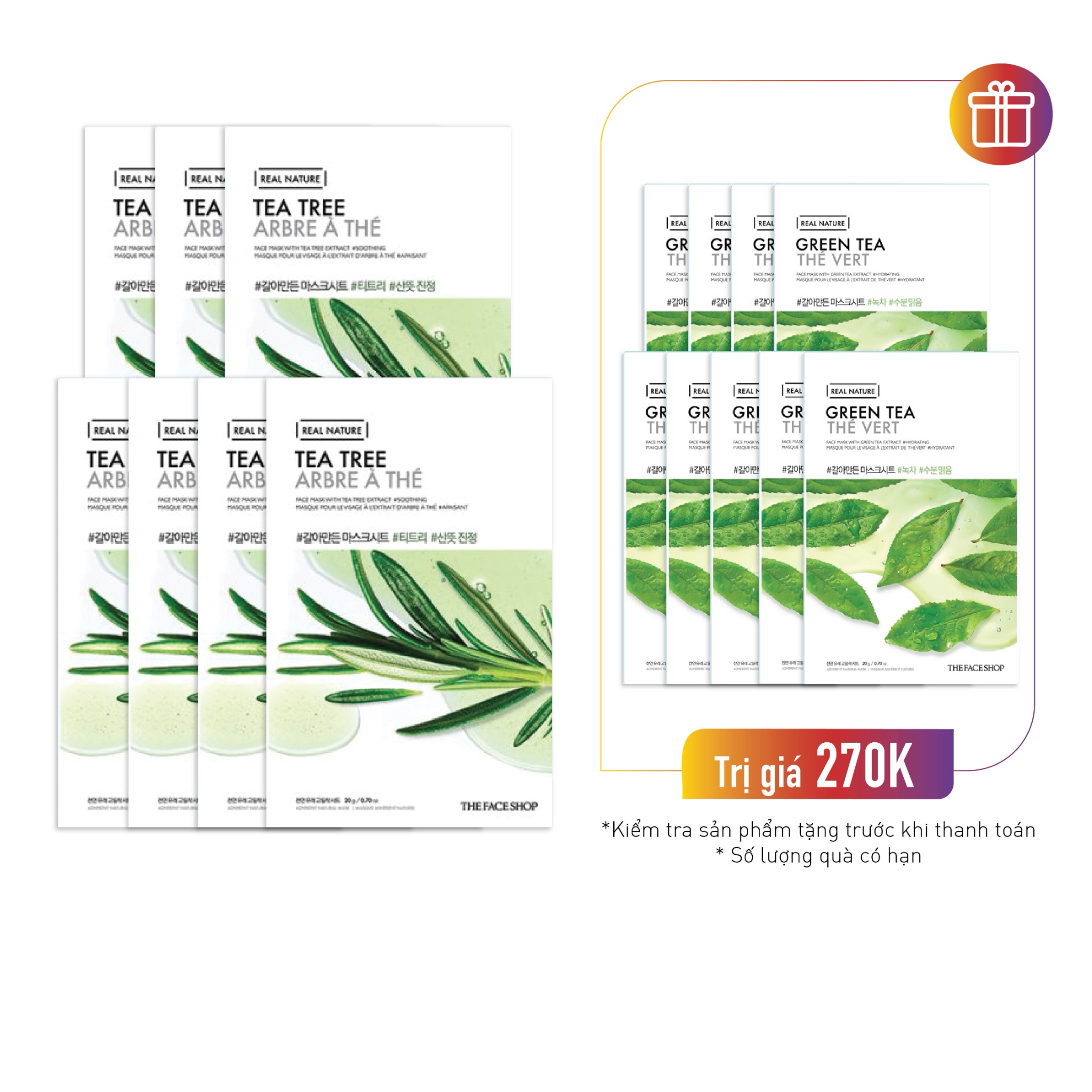 Combo 7 Mặt Nạ Giấy Thanh Lọc Da Thefaceshop Real Nature Tea Tree Face Mask