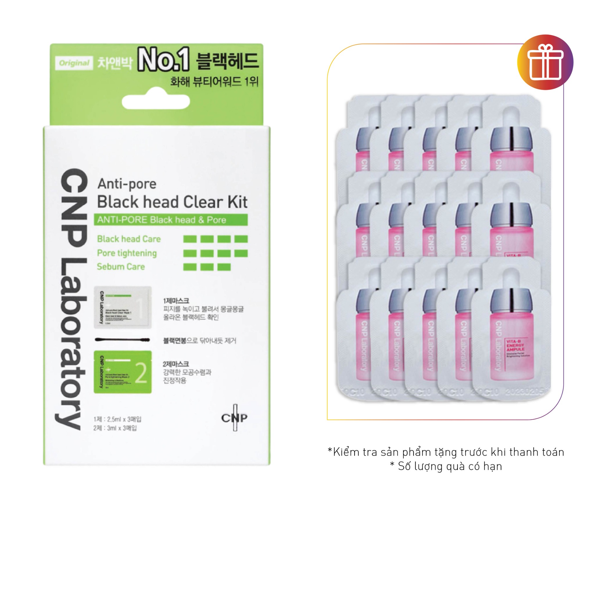 Bộ Mặt Nạ Làm Sạch Mụn Đầu Đen 2 Trong 1 Cnp Laboratory Anti - Pore Black Head Clear Kit (10Set)