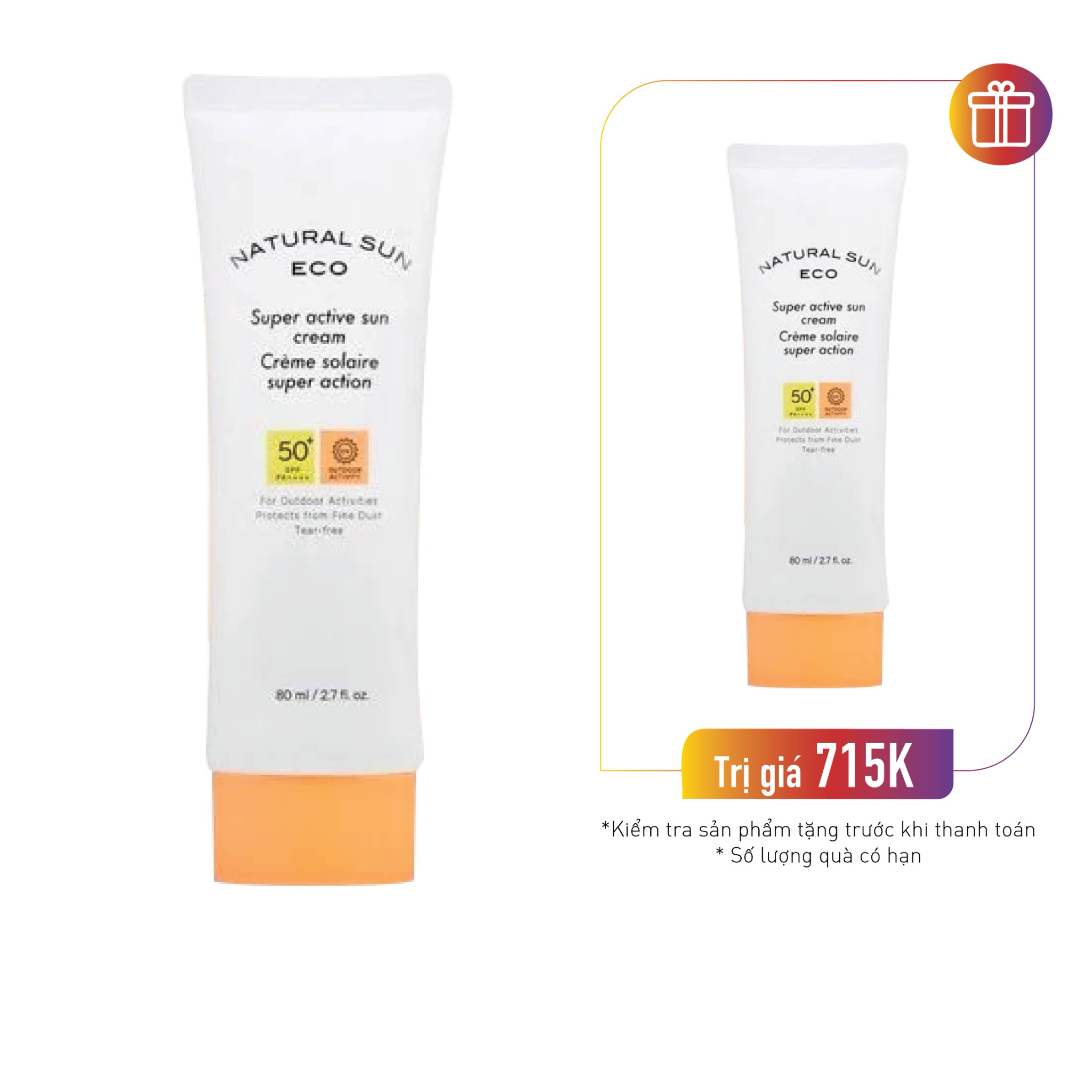 Kem Chống Nắng Ngăn Bụi Mịn Thefaceshop Natural Sun Eco Super Active Sun Cream Spf50+ Pa++++ 80Ml