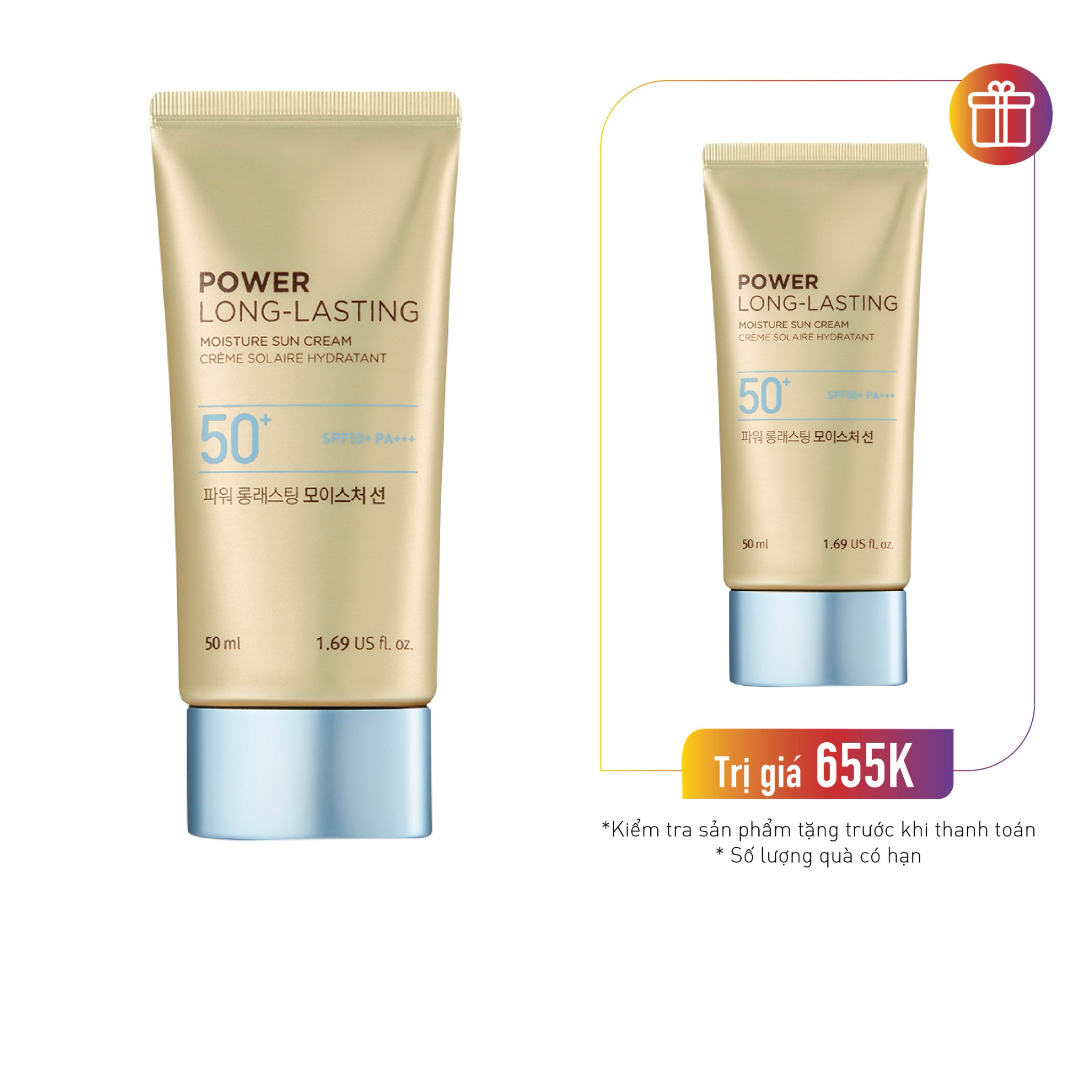 Kem Chống Nắng Cấp Ẩm Power Long - Lasting Moisture Sun Cream Spf50+ Pa+++ 50Ml