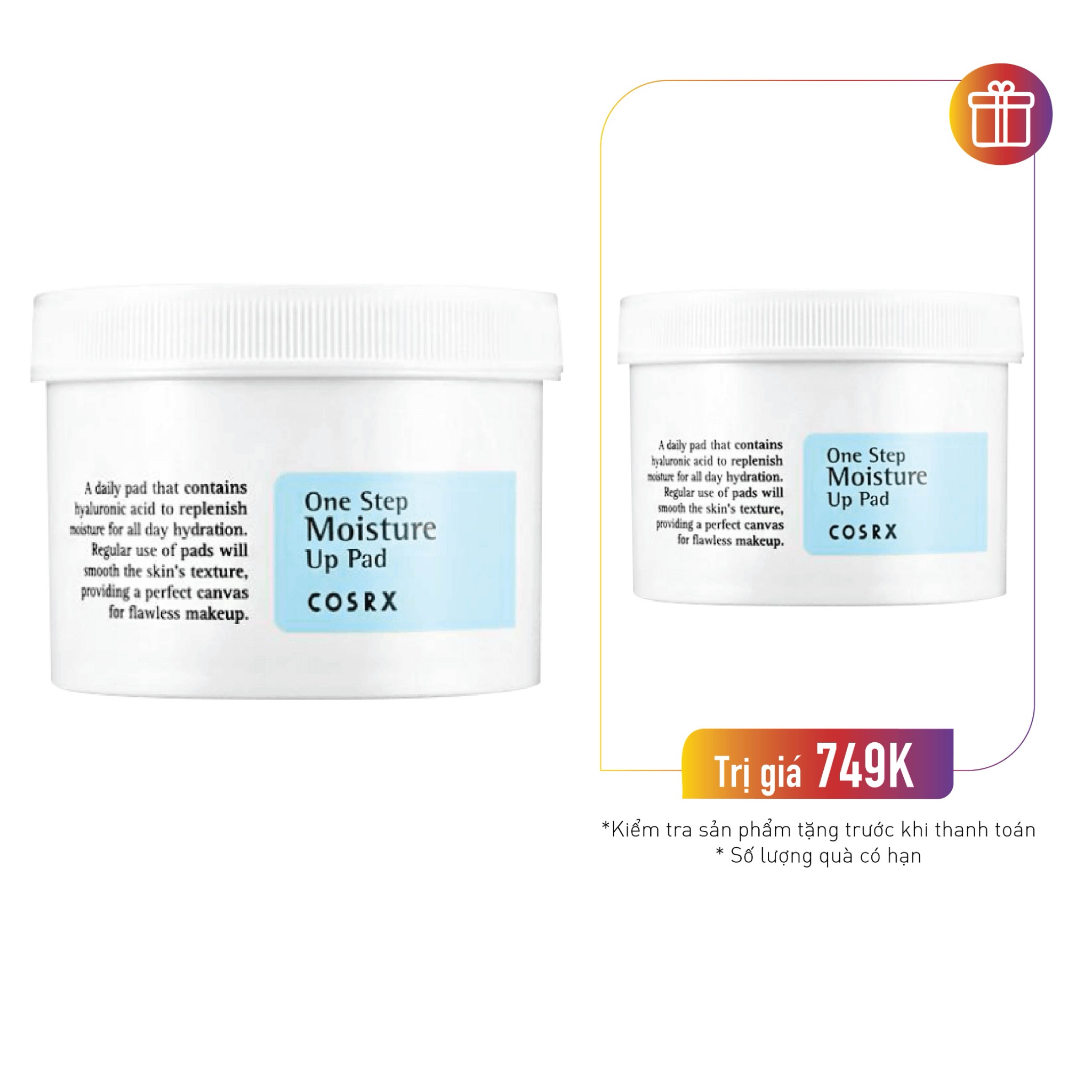 Combo 2 Hộp Làm Sạch Tế Bào Chết Cấp Ẩm Cho Da Cosrx One Step Moisture Up Pad (70 Miếng)