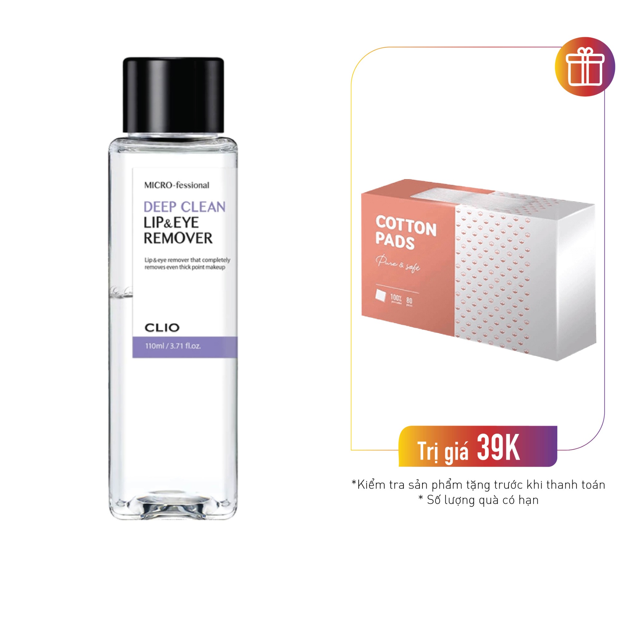 Nước Tẩy Trang Mắt Môi Clio Micro - Fessional Deep Clean Lip&Eye Remover 110Ml