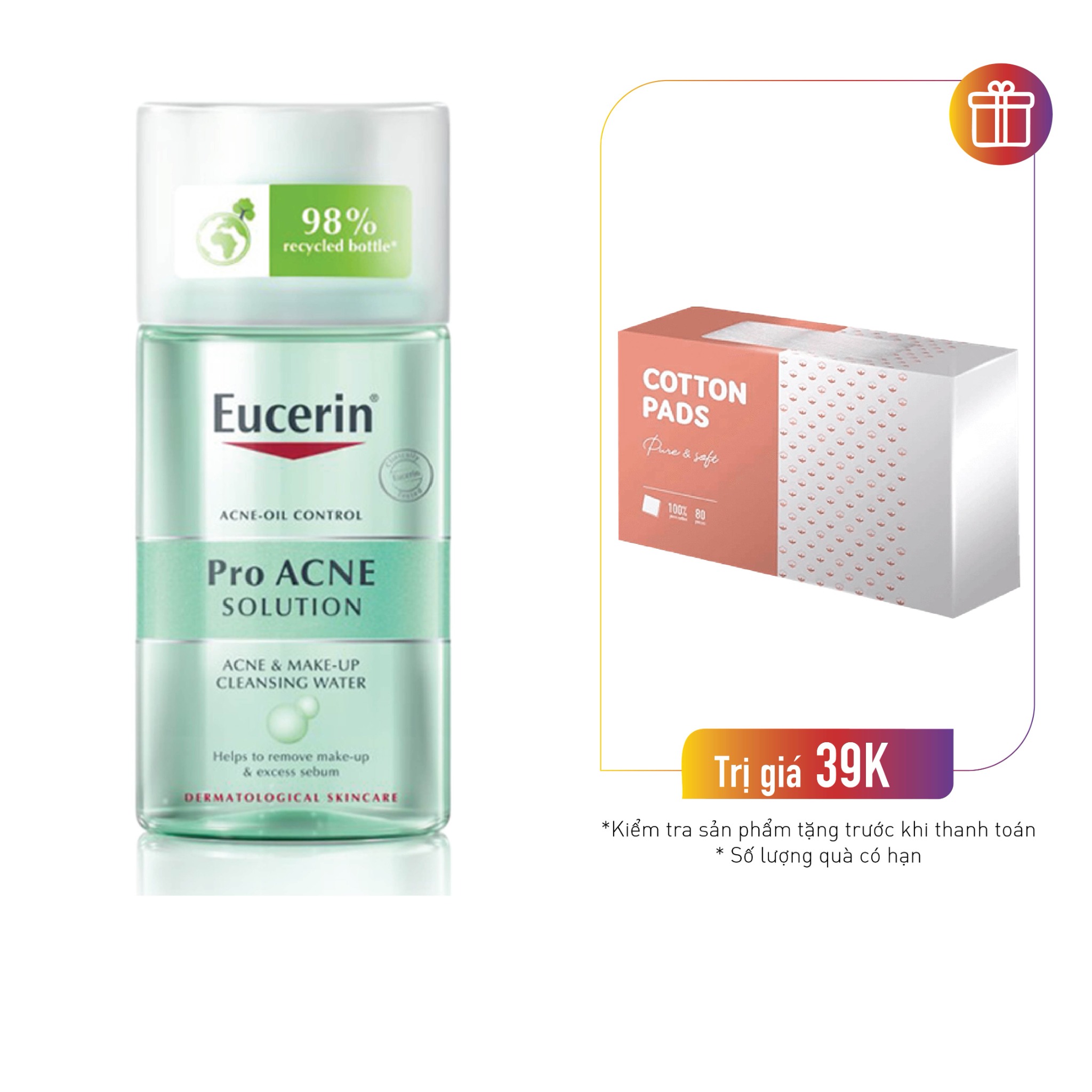 Nước Tẩy Trang Cho Da Dầu Mụn Eucerin Pro Acne Solution Cleansing Water 125Ml
