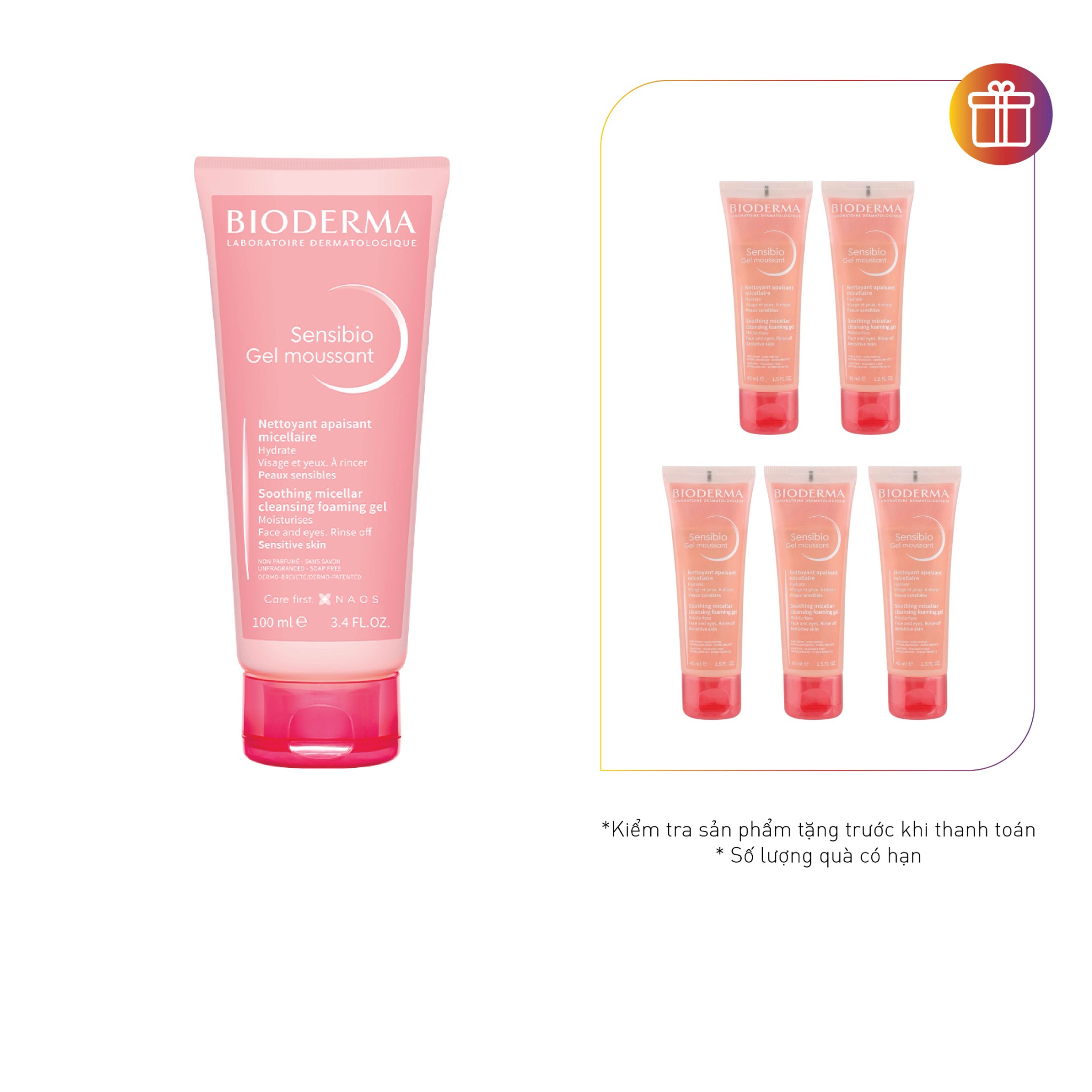 Sữa Rửa Mặt Tạo Bọt Cho Da Nhạy Cảm Bioderma Sensibio Gel Moussant
