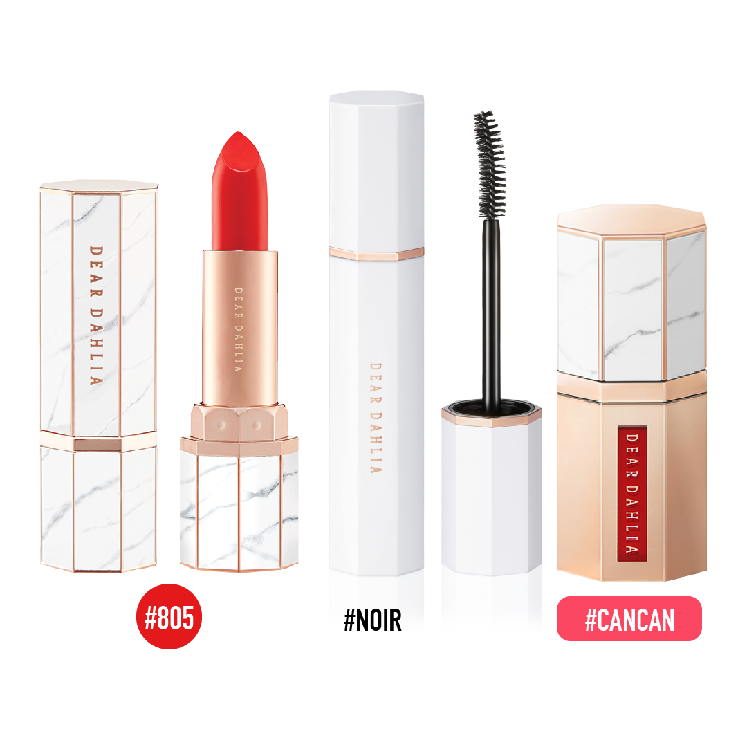(Màu Cam) Combo Son Thỏi Hiệu Ứng Bán Mờ Dear Dahlia Lip Paradise Intense Satin 805 Scarlet
