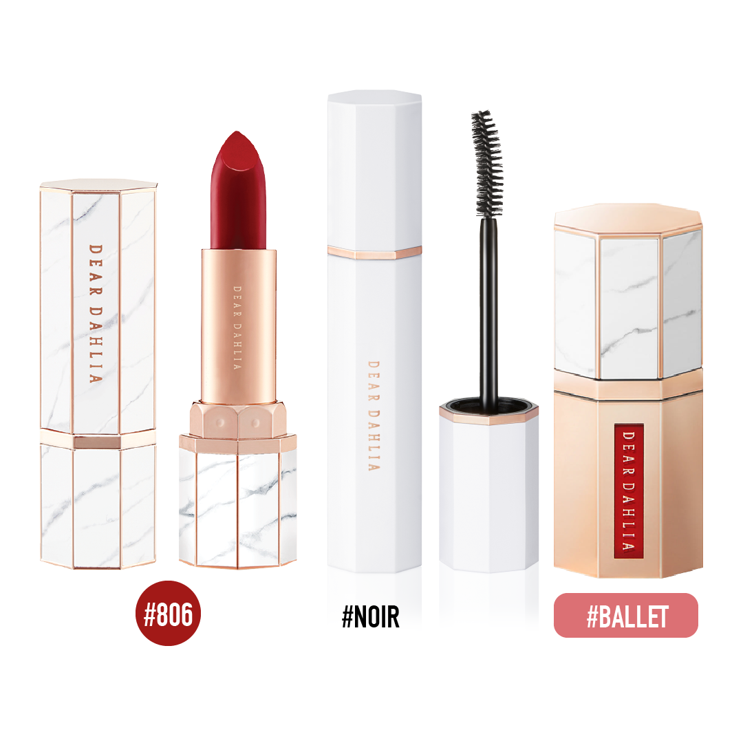 (Màu Đỏ) Combo Son Thỏi Lì Dear Dahlia Lip Paradise Intense Satin 806 Ruby