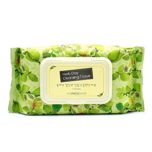 Khăn Giấy Tẩy Trang Thefaceshop Herb Day Cleansing Tissue (70Pcs)