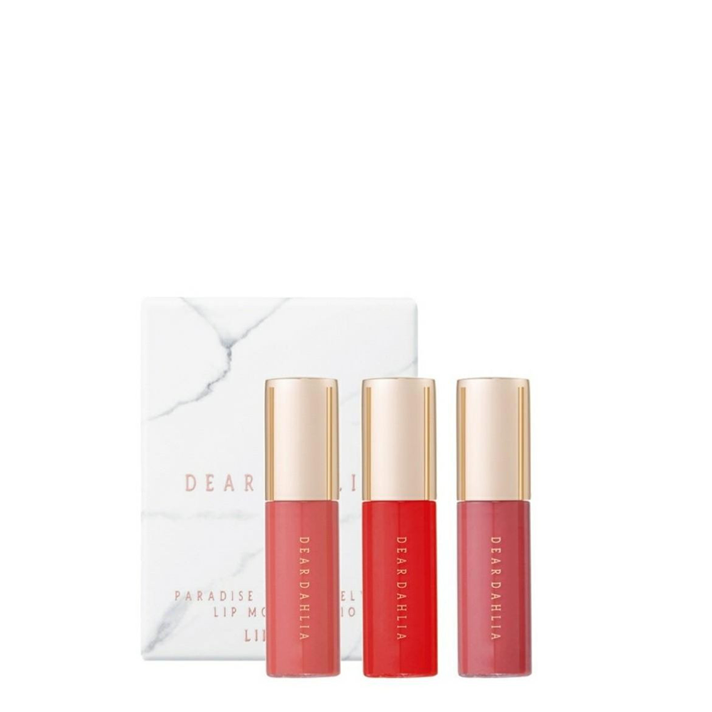 (Gwp) Bộ Son Kem Hiệu Ứng Nhung Mịn Dear Dahlia Paradise Dream Velvet Lip Mousse Mini Trio ( Teddy, Ladybug, Sangria)