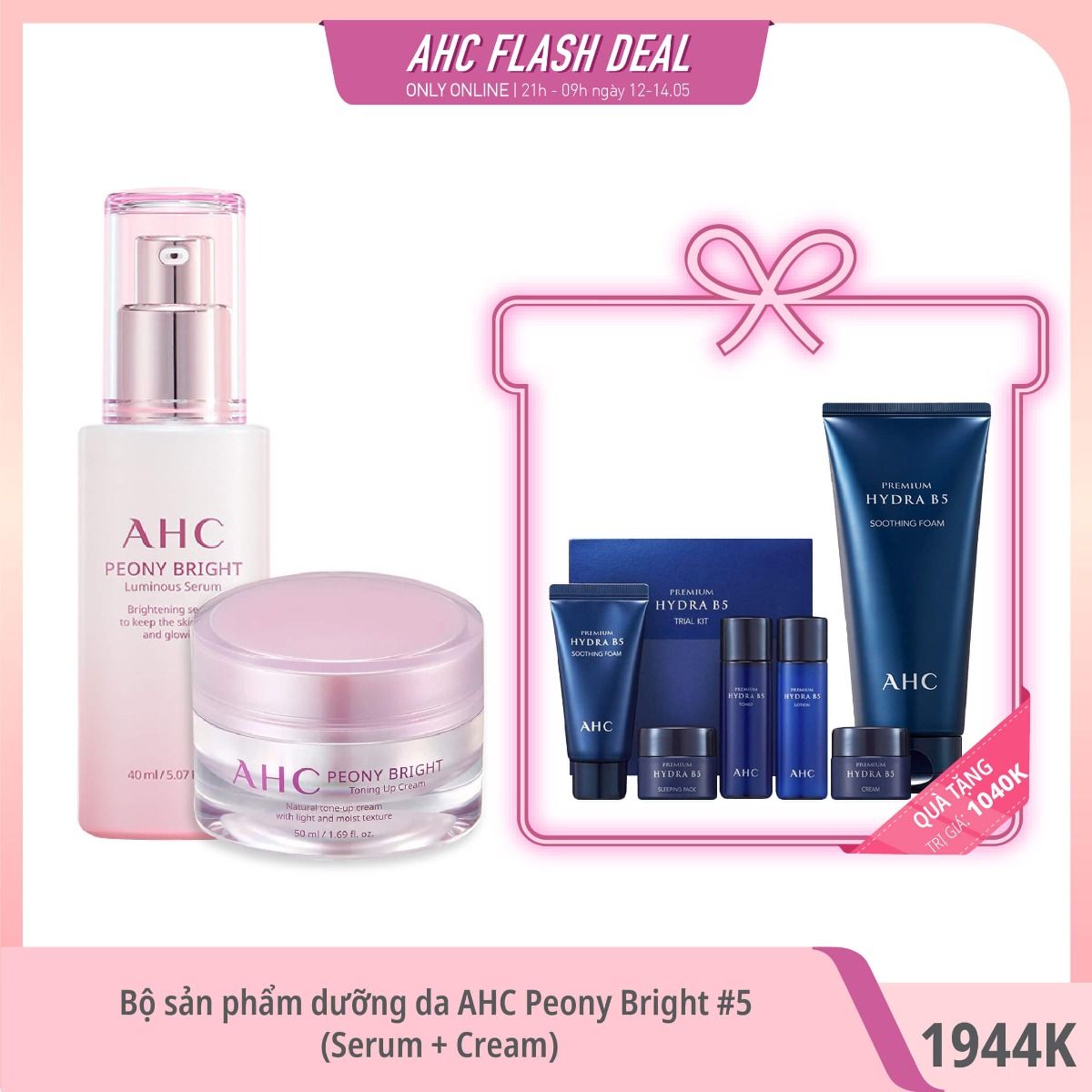 Bộ Sản Phẩm Dưỡng Da Ahc Peony Bright & Premium Hyadra #5 (Serum+ Cream)
