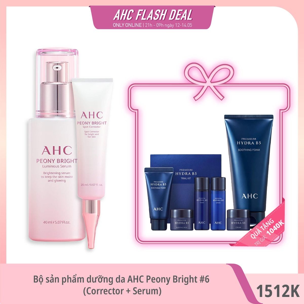 Bộ Sản Phẩm Dưỡng Da Ahc Peony Bright & Premium Hyadra #6 (Corrector + Serum)