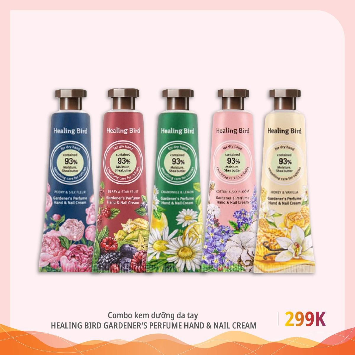 Set 5 Kem Dưỡng Tay Healing Bird Gardener's Perfume Hand & Nail Cream
