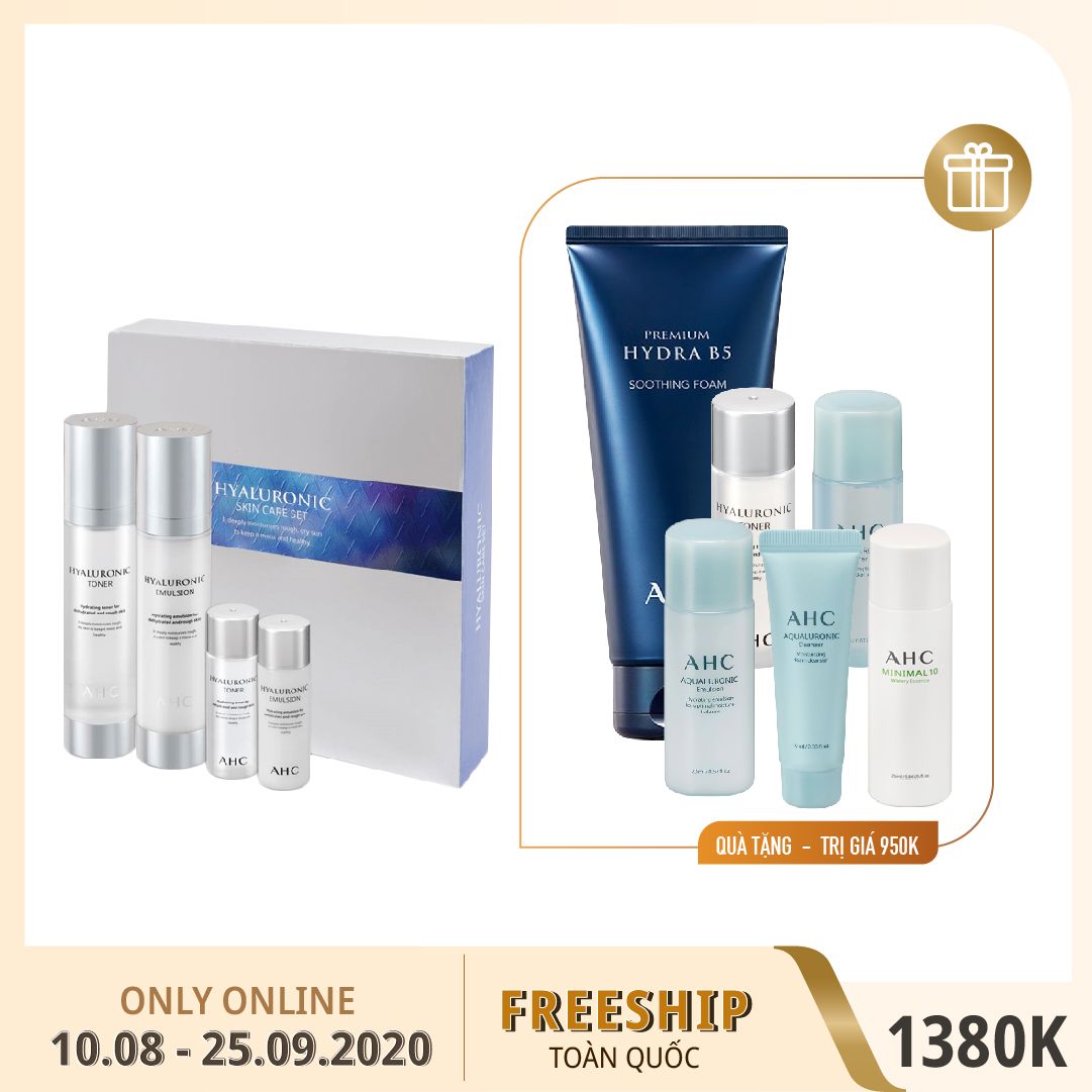 Combo Sữa Rửa Mặt & Bộ Dưỡng Da Mặt Cung Cấp Nước Ahc Hyaluronic Skin Care Set (7Pc)